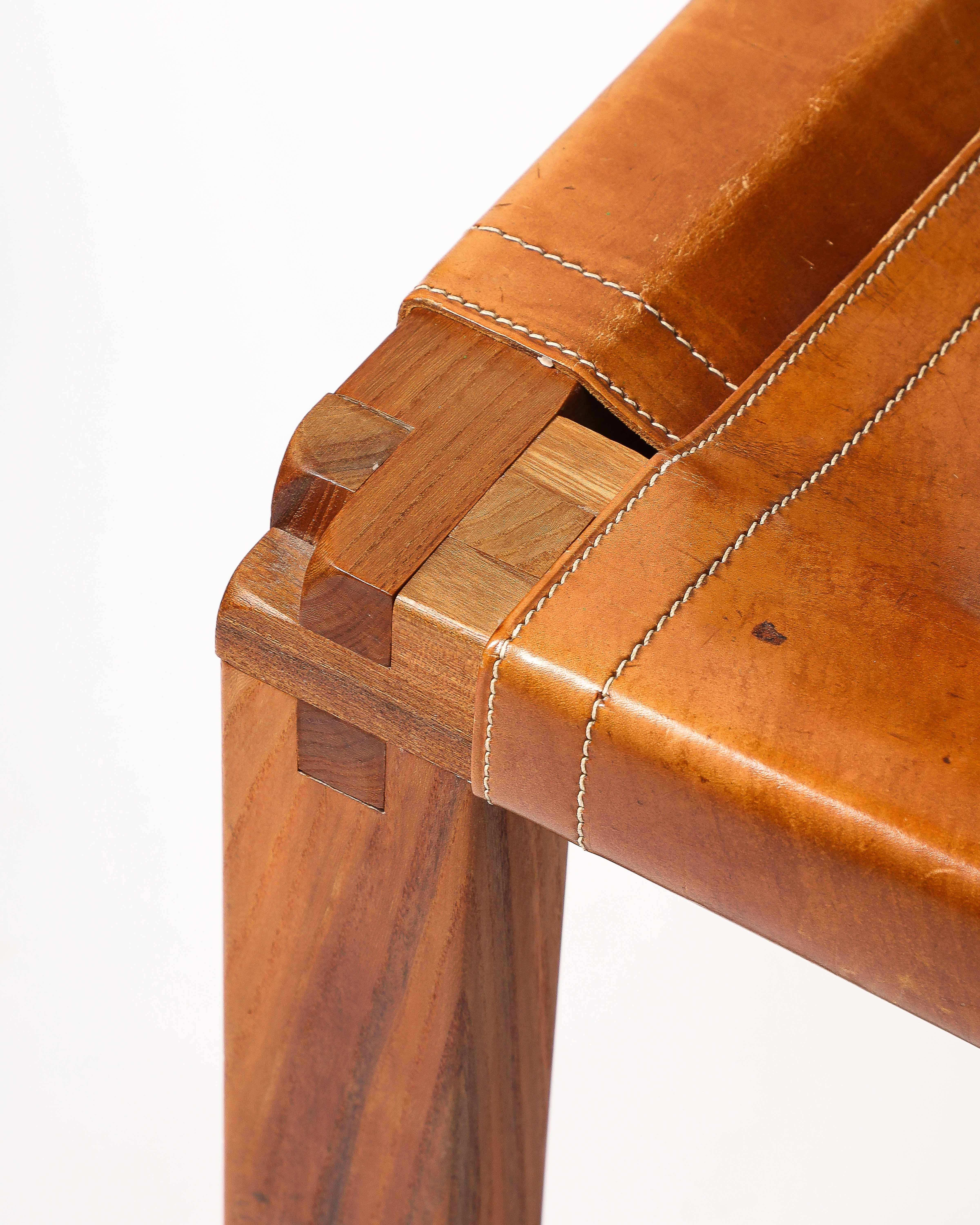 Chaise d'appoint en cuir et orme de Pierre Chapo en vente 7