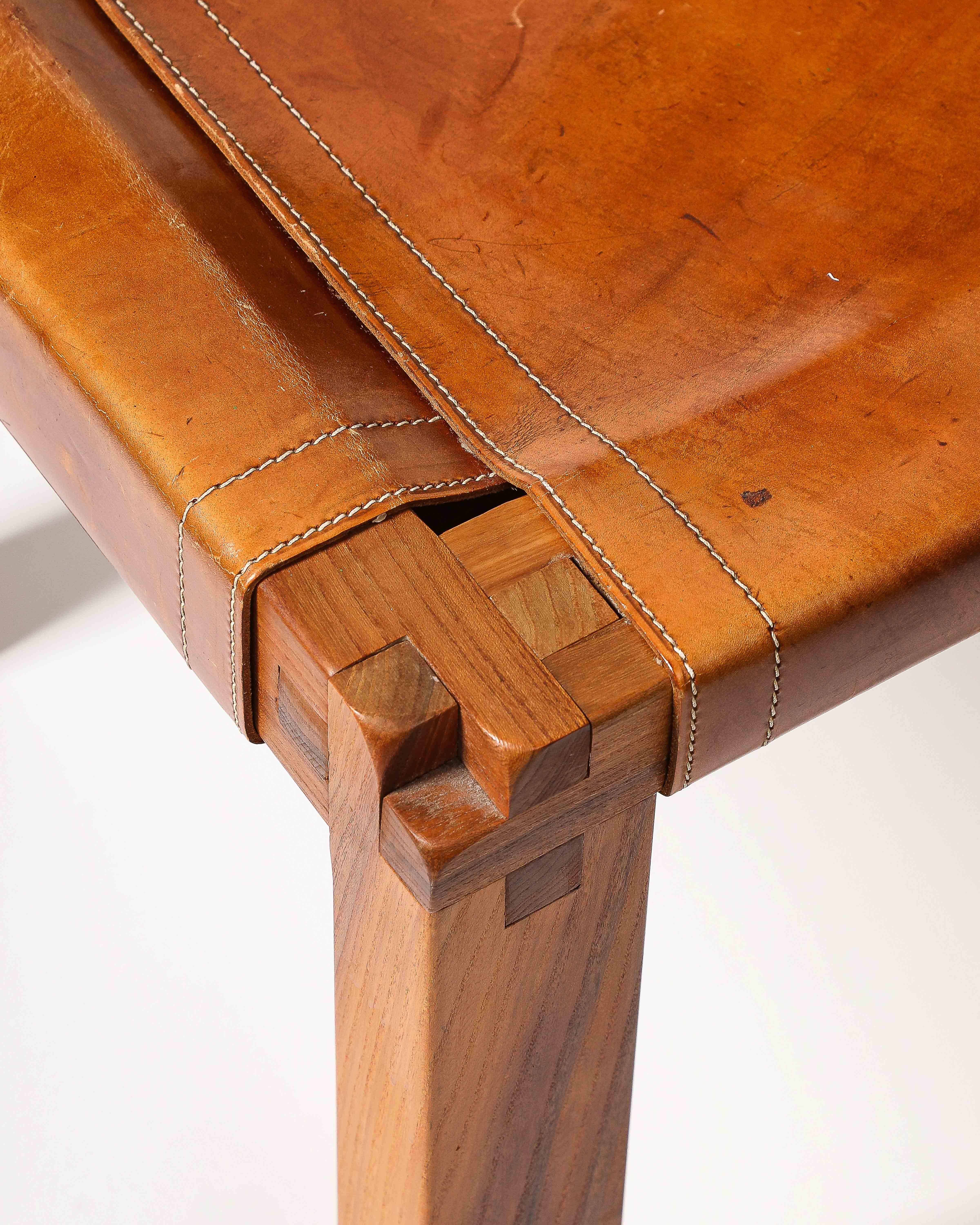 Chaise d'appoint en cuir et orme de Pierre Chapo en vente 9