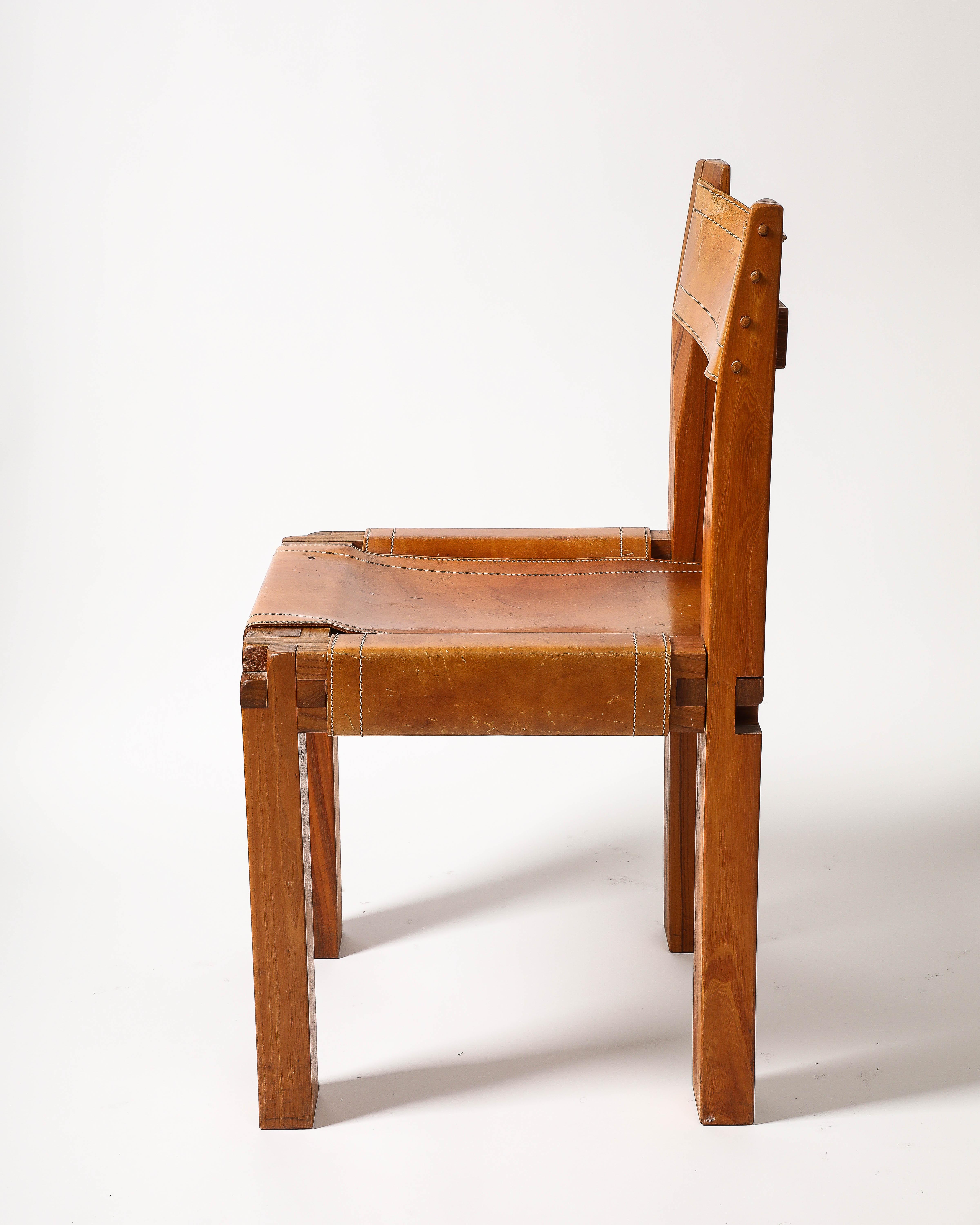Chaise d'appoint en cuir et orme de Pierre Chapo en vente 3