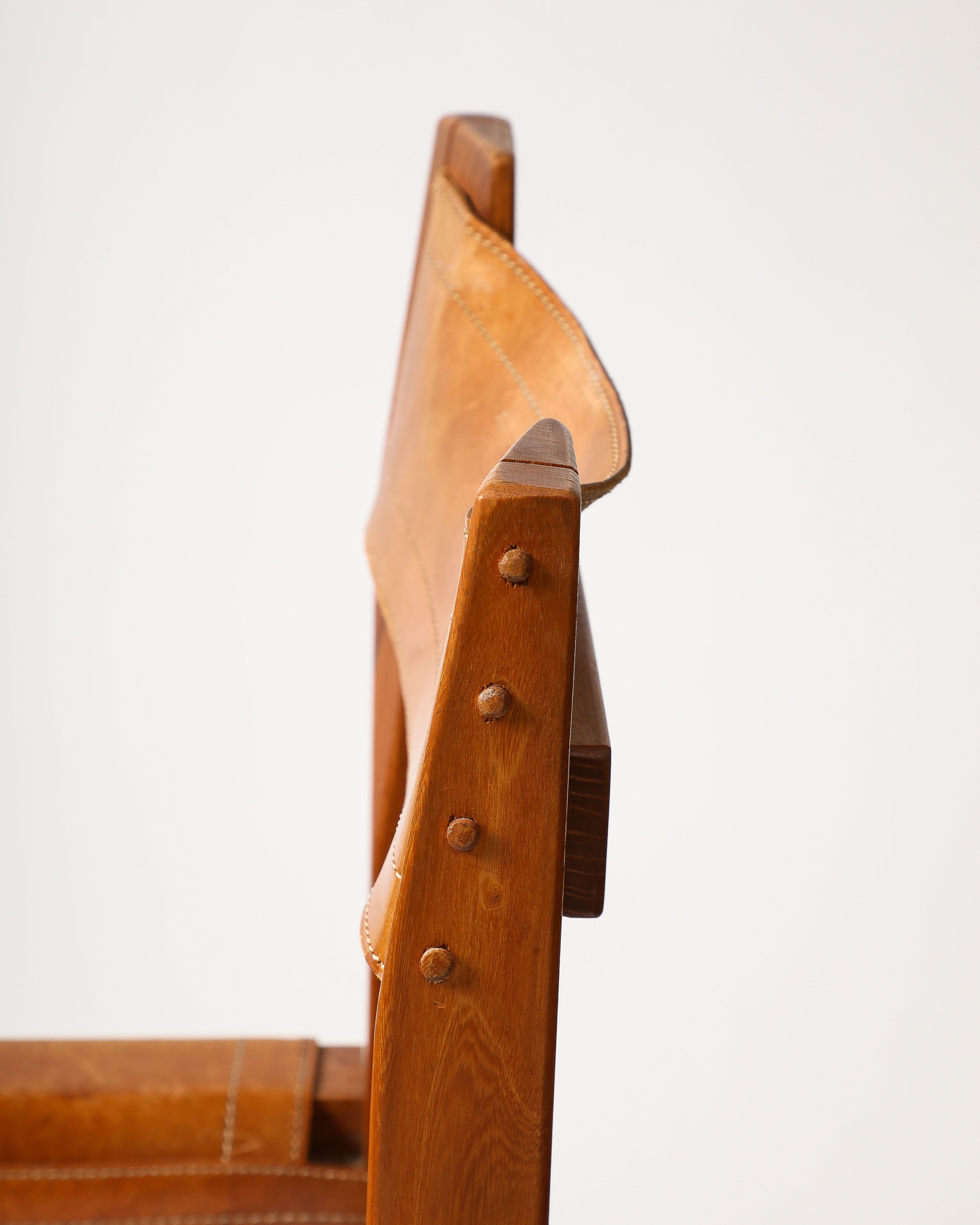 Chaise d'appoint en cuir et orme de Pierre Chapo en vente 4