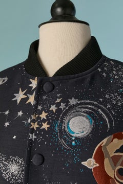 Jacke aus Leder und Stoff mit Galaxy-Muster VALENTINO