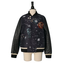 Jacke aus Leder und Stoff mit Galaxy-Muster VALENTINO