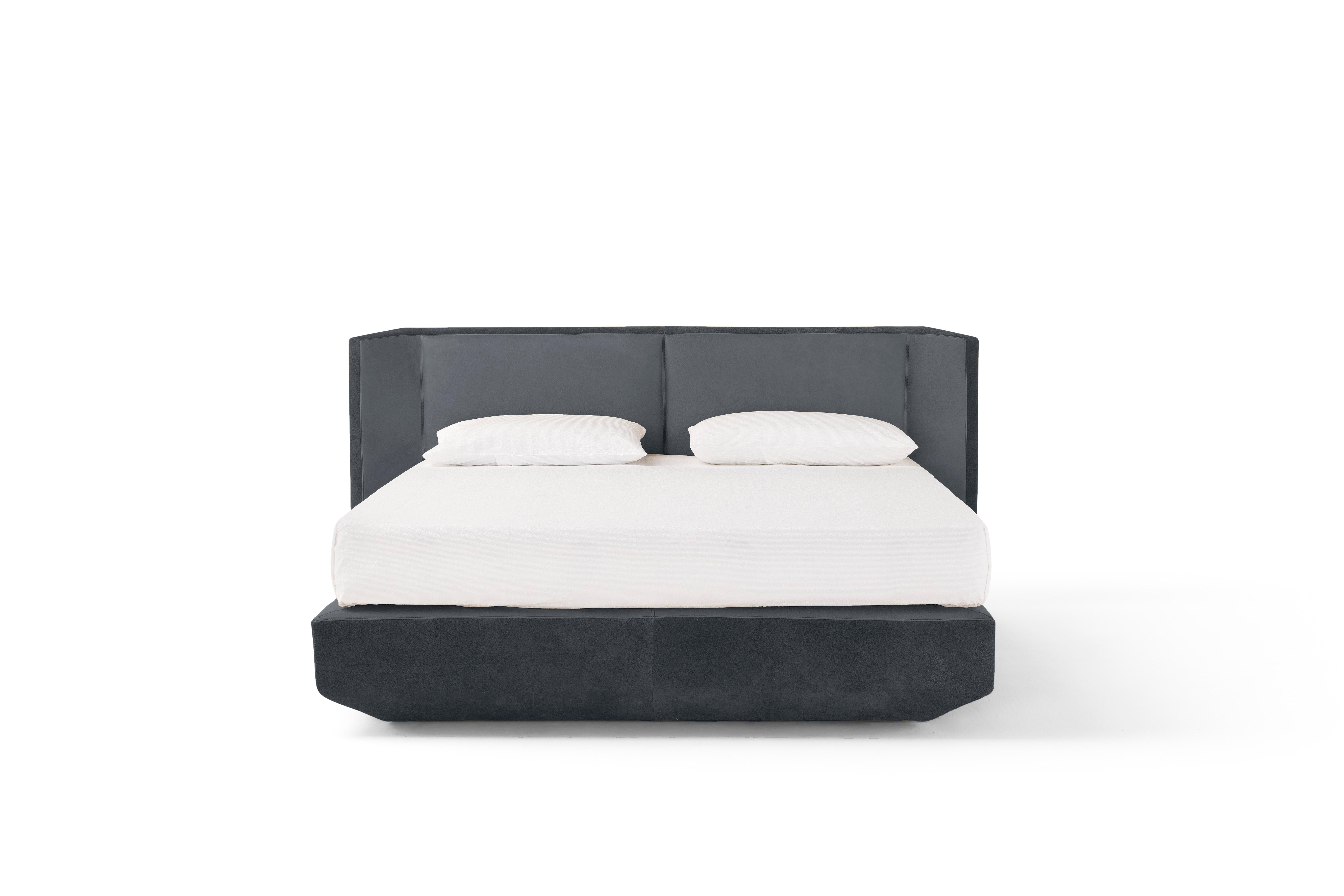Leather and Fabric Panis Bed by Amura Lab For Sale 1