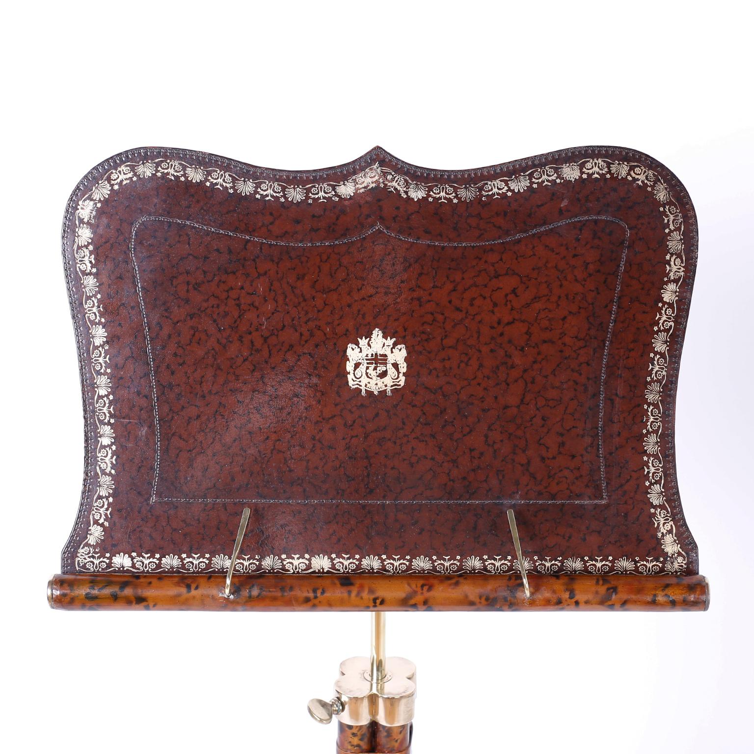 British Colonial Leather and Faux Tortoise Music Stand