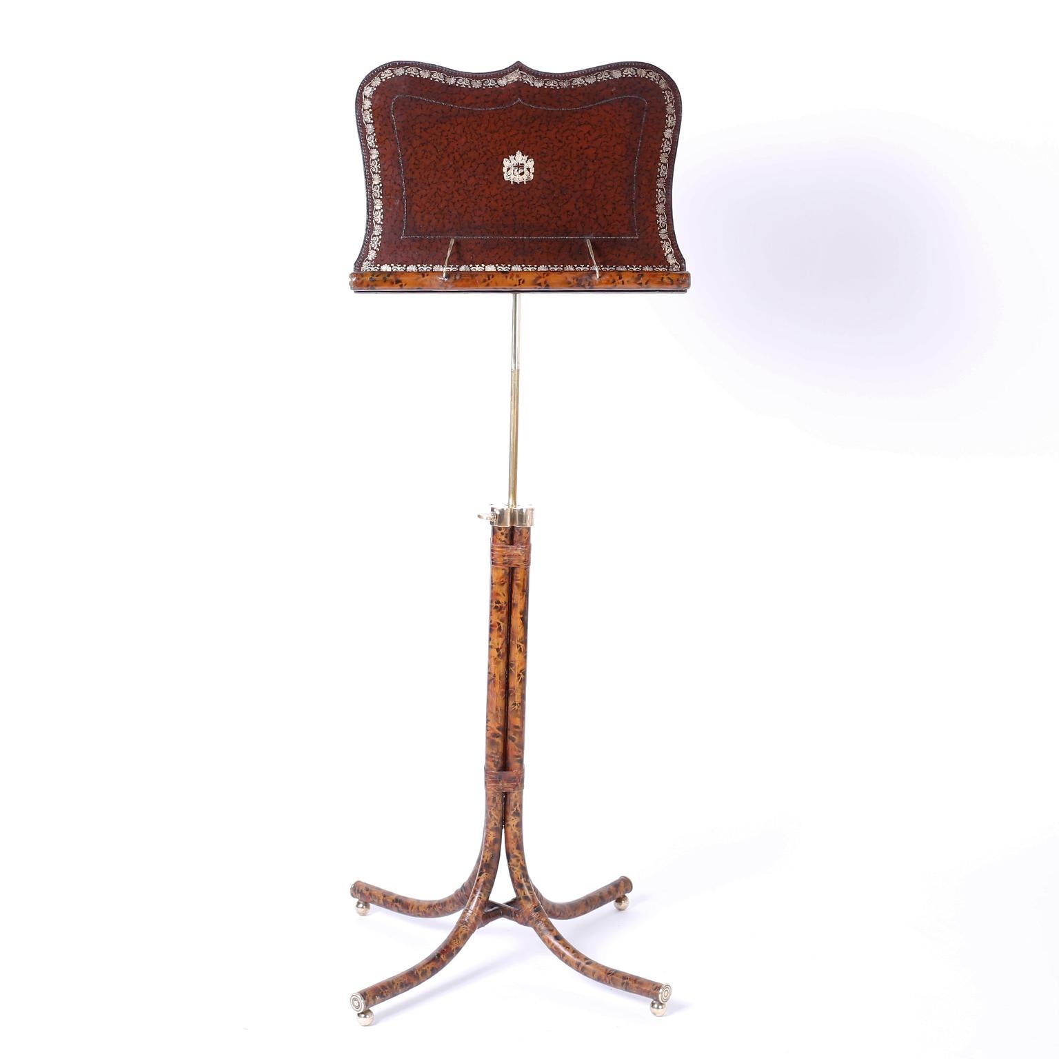 Leather and Faux Tortoise Music Stand 1