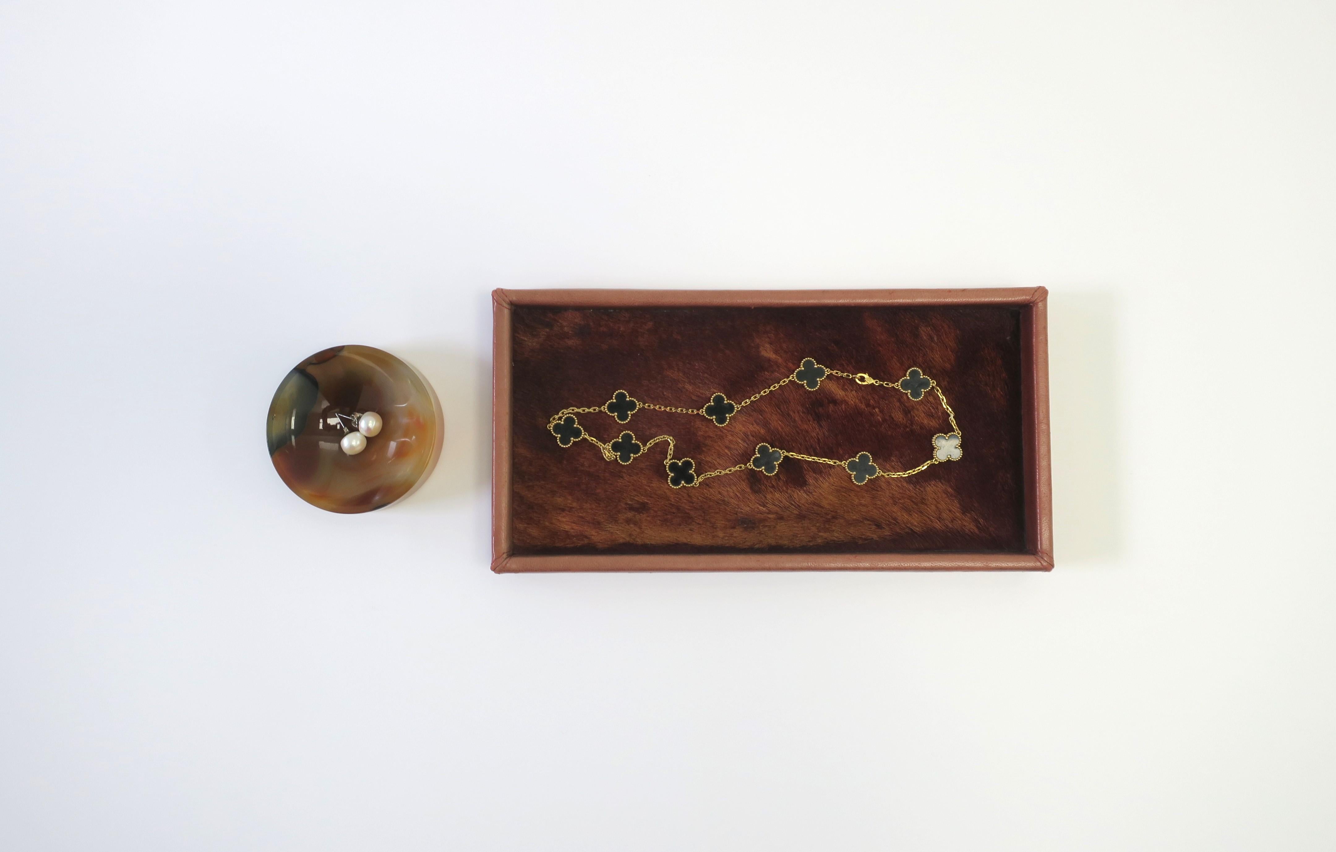 French Leather and Hide Vanity Jewelry Tray by Gilles Caffier In Good Condition For Sale In New York, NY