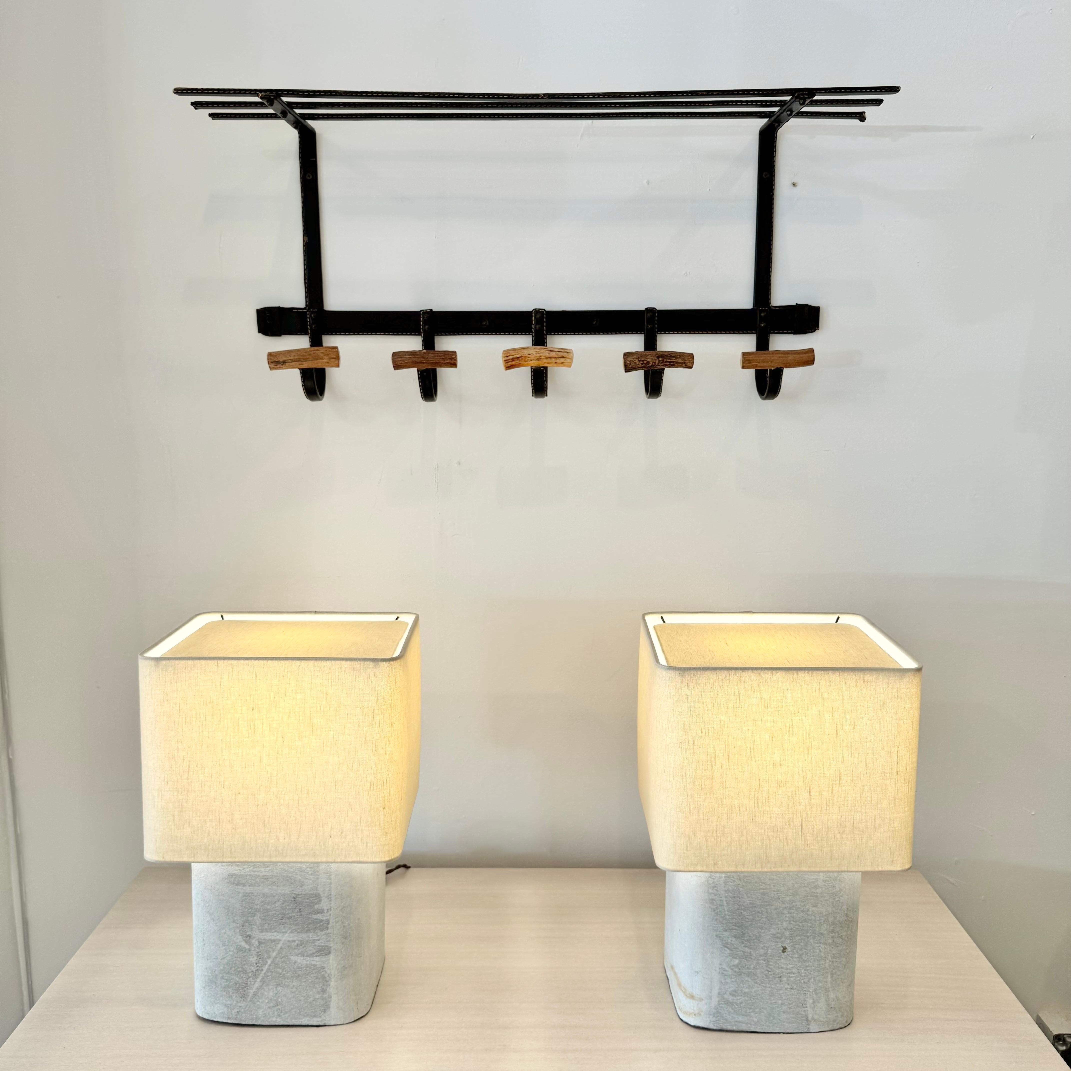 Leather and Horn Coat Rack by Jacques Adnet, 1950s France For Sale 6