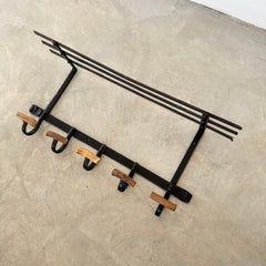Leather and Horn Coat Rack by Jacques Adnet, 1950s France