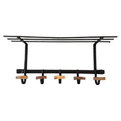 Leather and Horn Coat Rack by Jacques Adnet, 1950s France