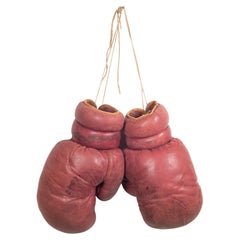 Used Leather and Horse Hair Boxing Gloves, circa 1940