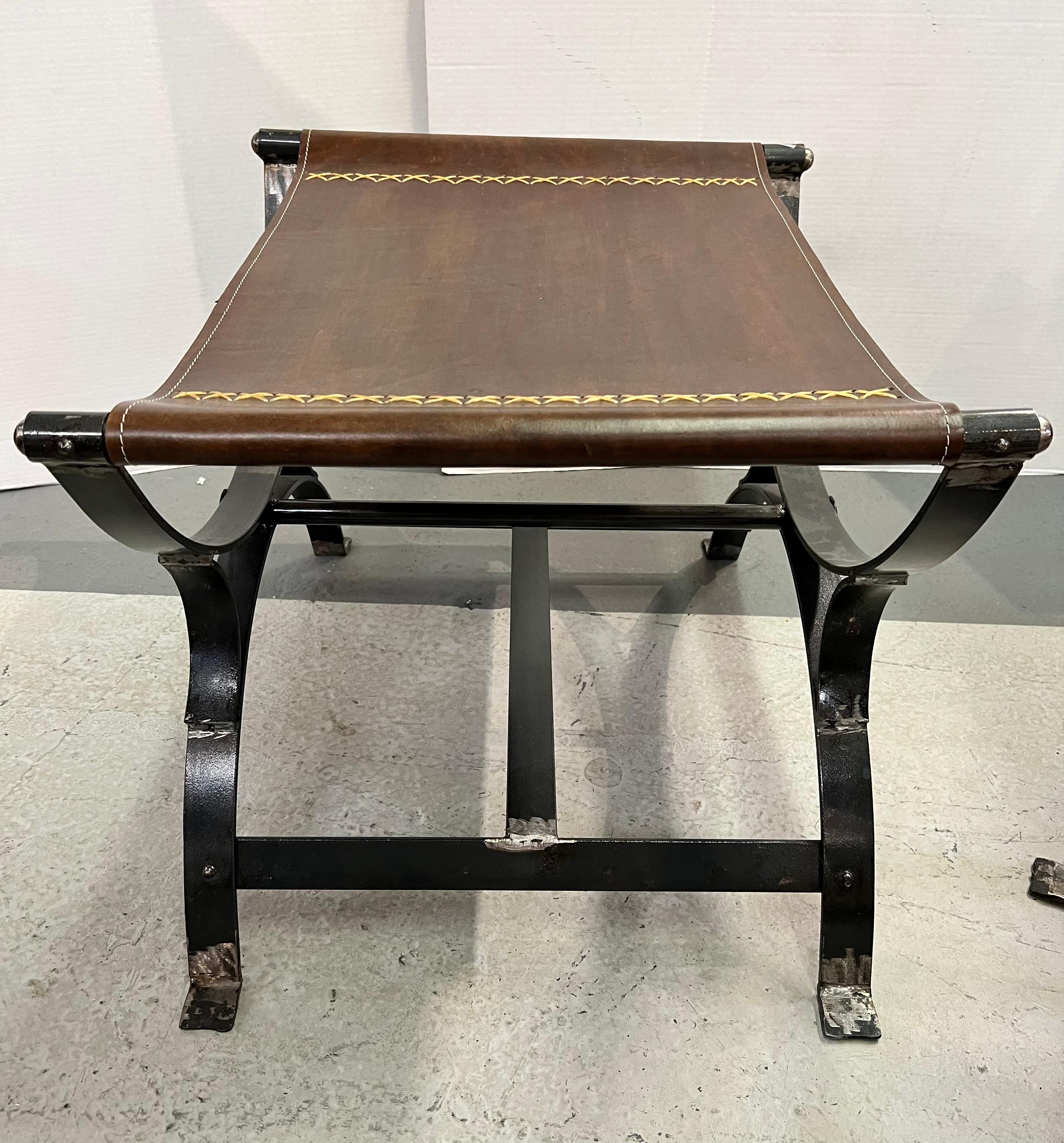 Leather and Iron Campaign X-base Benches Stools 2