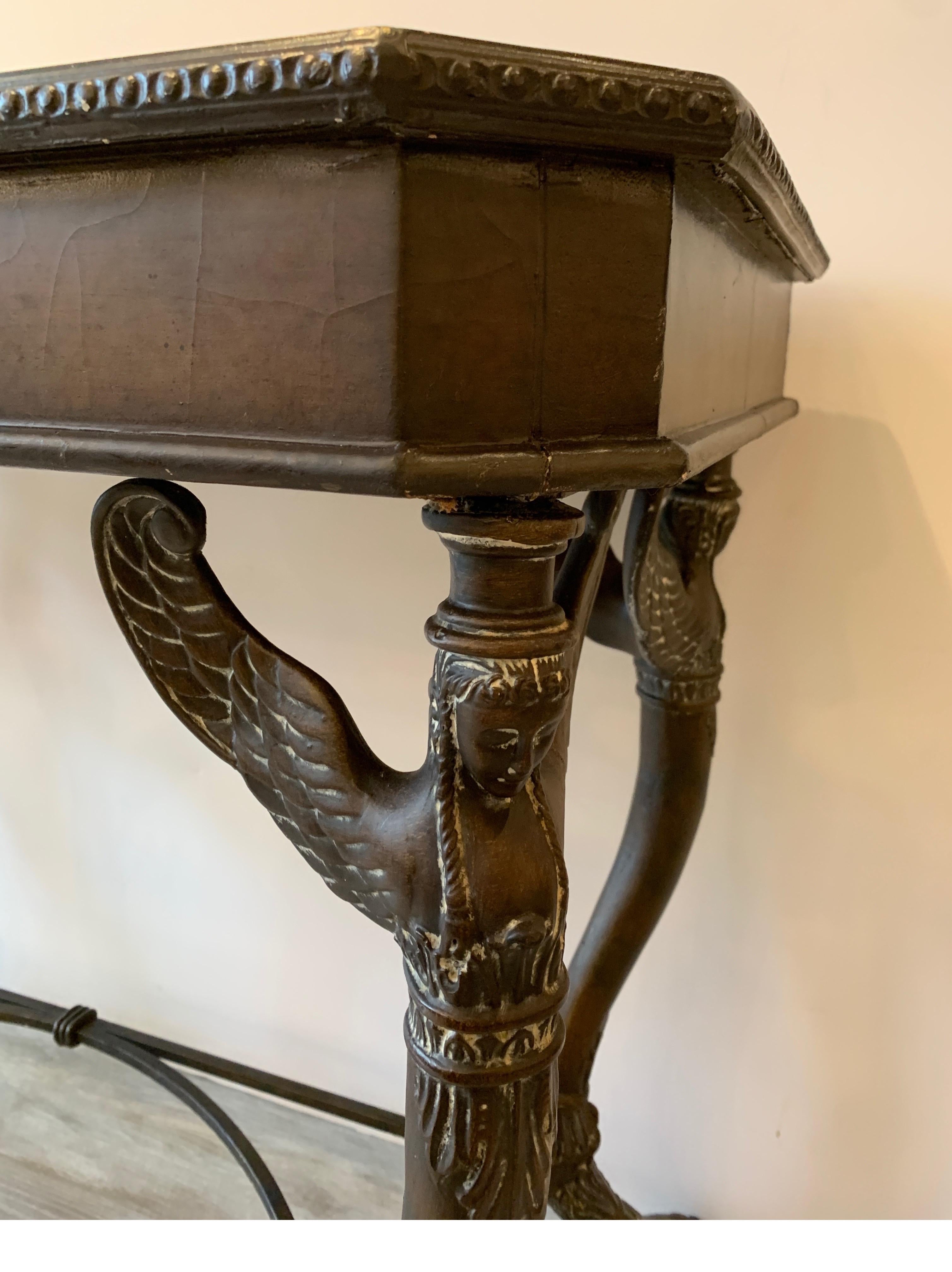 Bureau console en cuir et fer avec chaise 4