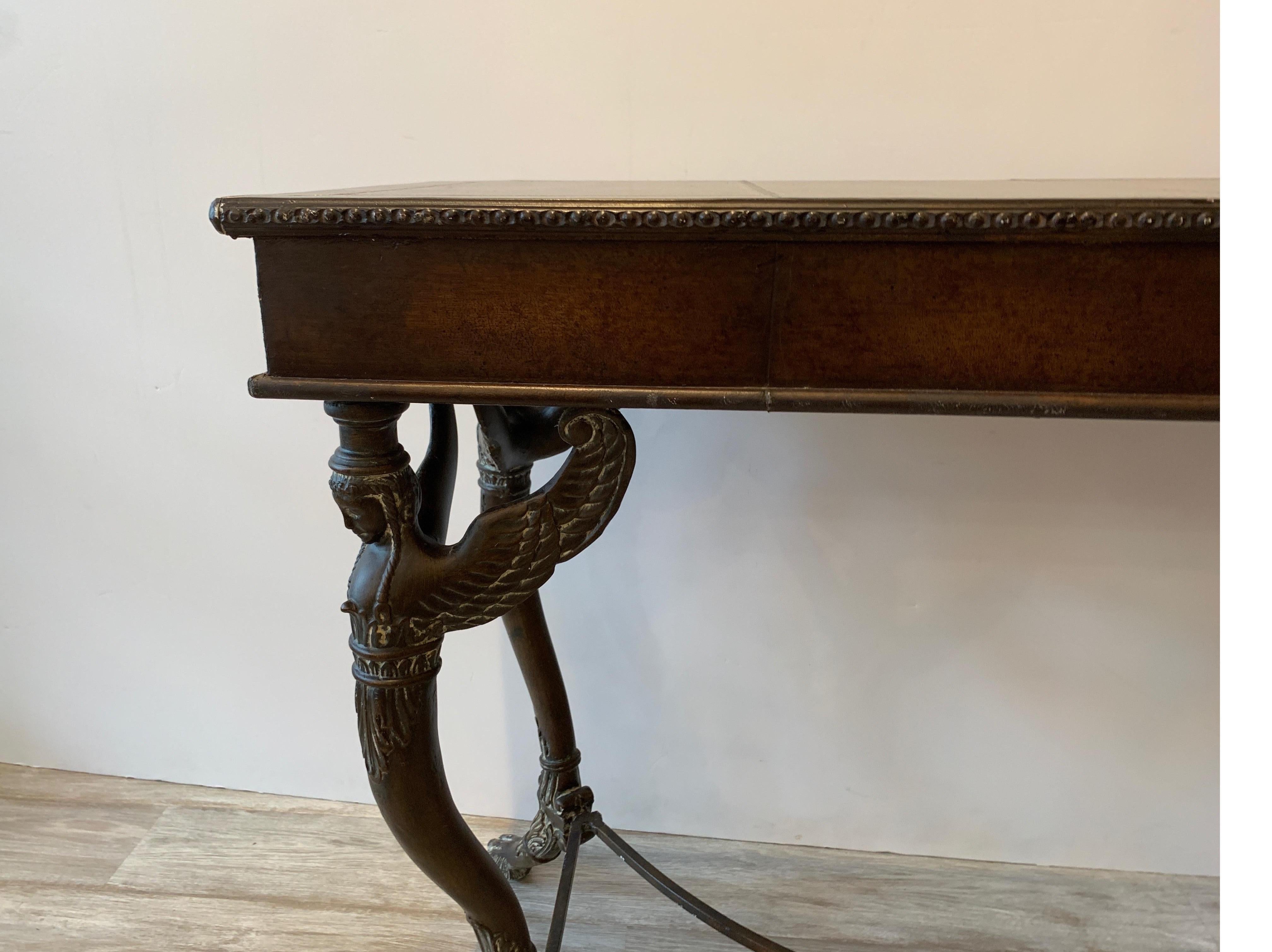 Leather and Iron Console Writing Desk with Chair 2