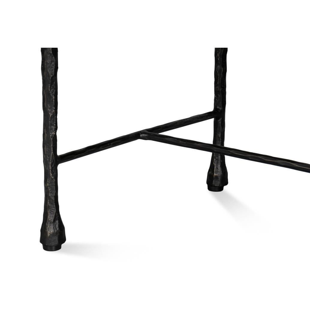 Petit banc rustique en cuir et en fer en vente 3