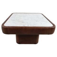 Leather and Marble Coffee Table by Desede, 1970s
