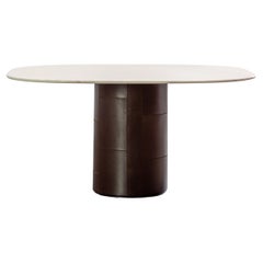 Table de salle à manger en cuir et marbre par Afra et Tobia Scarpa B&B Italia, 1974