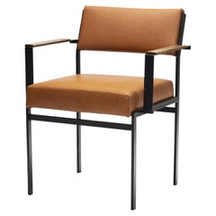 Sillón de cuero y metal diseñado por Cees Braakman para Pastoe, Países Bajos, década de 1960