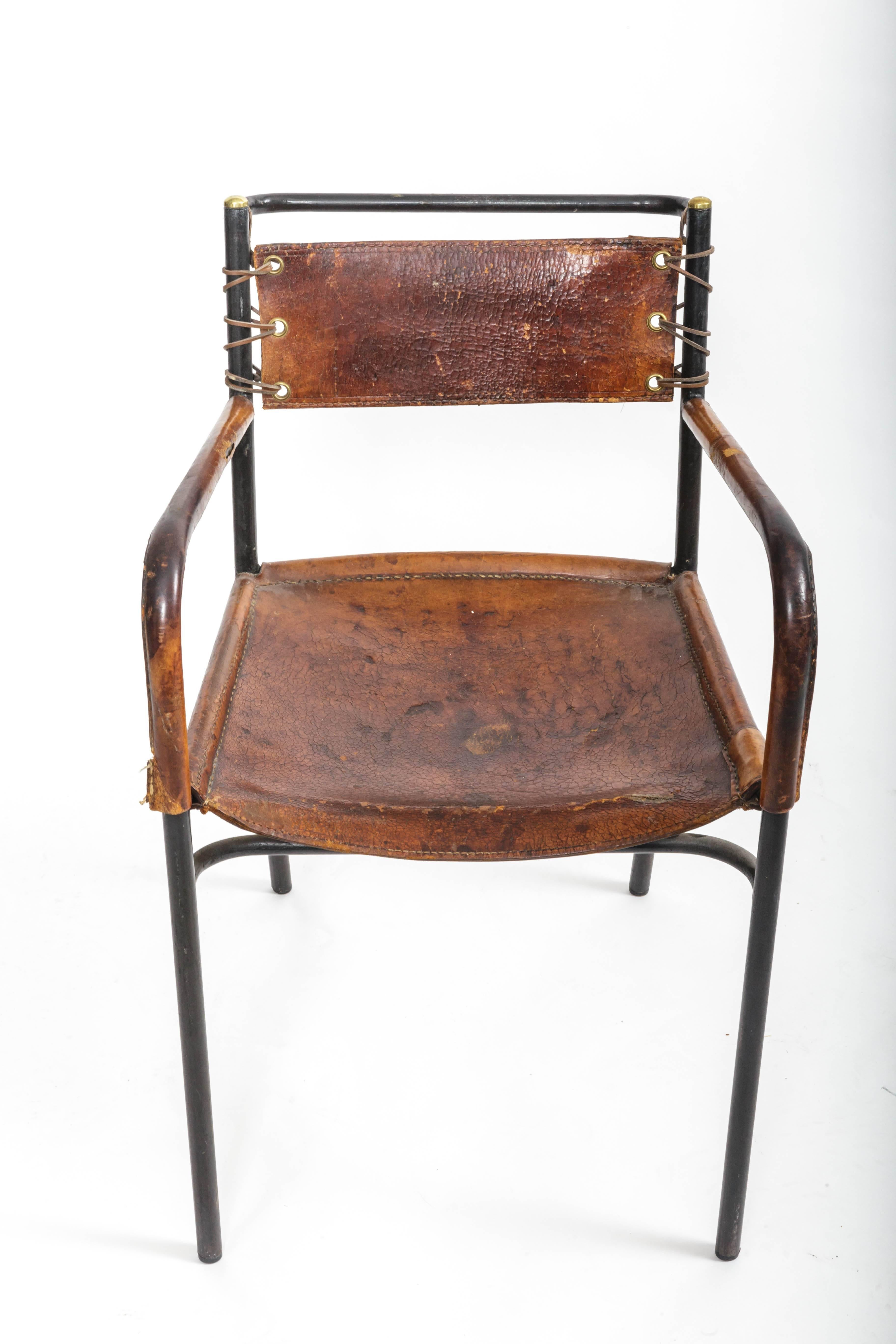 leather metal armchair