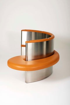 Leather and metal bench by Marzio Cecchi, circa 1970