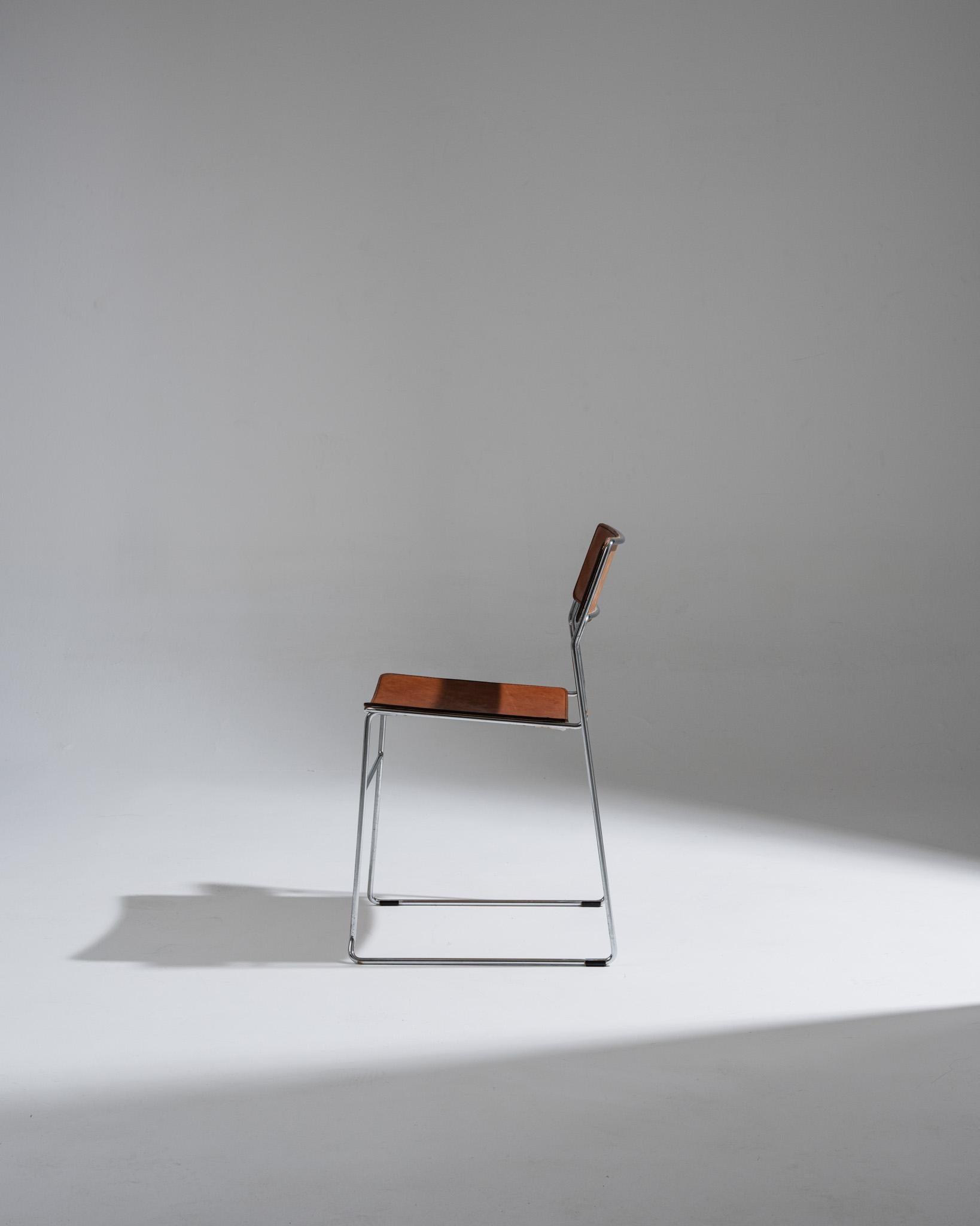 Mid-Century moderno SEDIE IN PELLE E METALLO, anni '70 in vendita