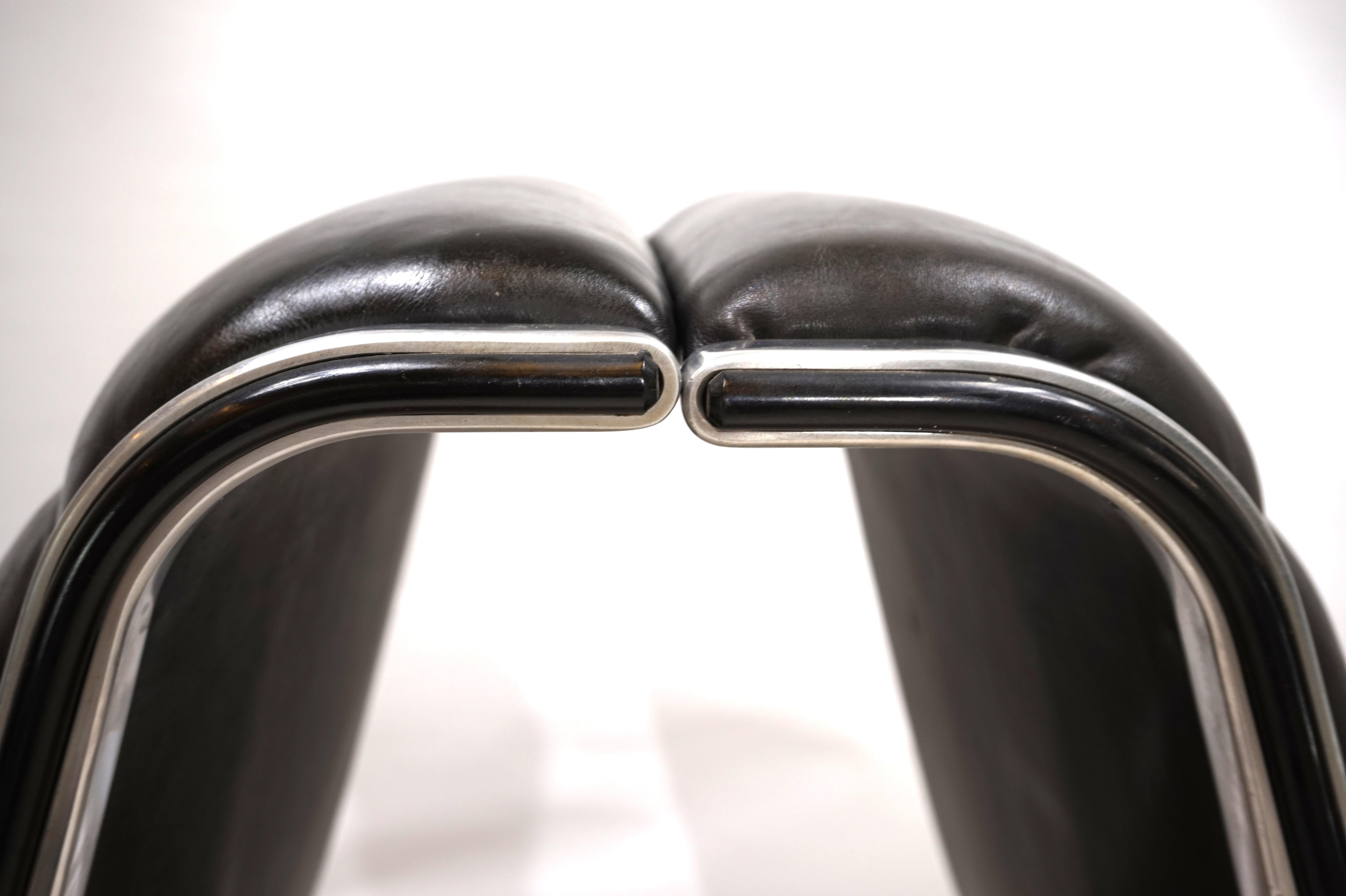 Leather and metal lounge chair, 1970 4