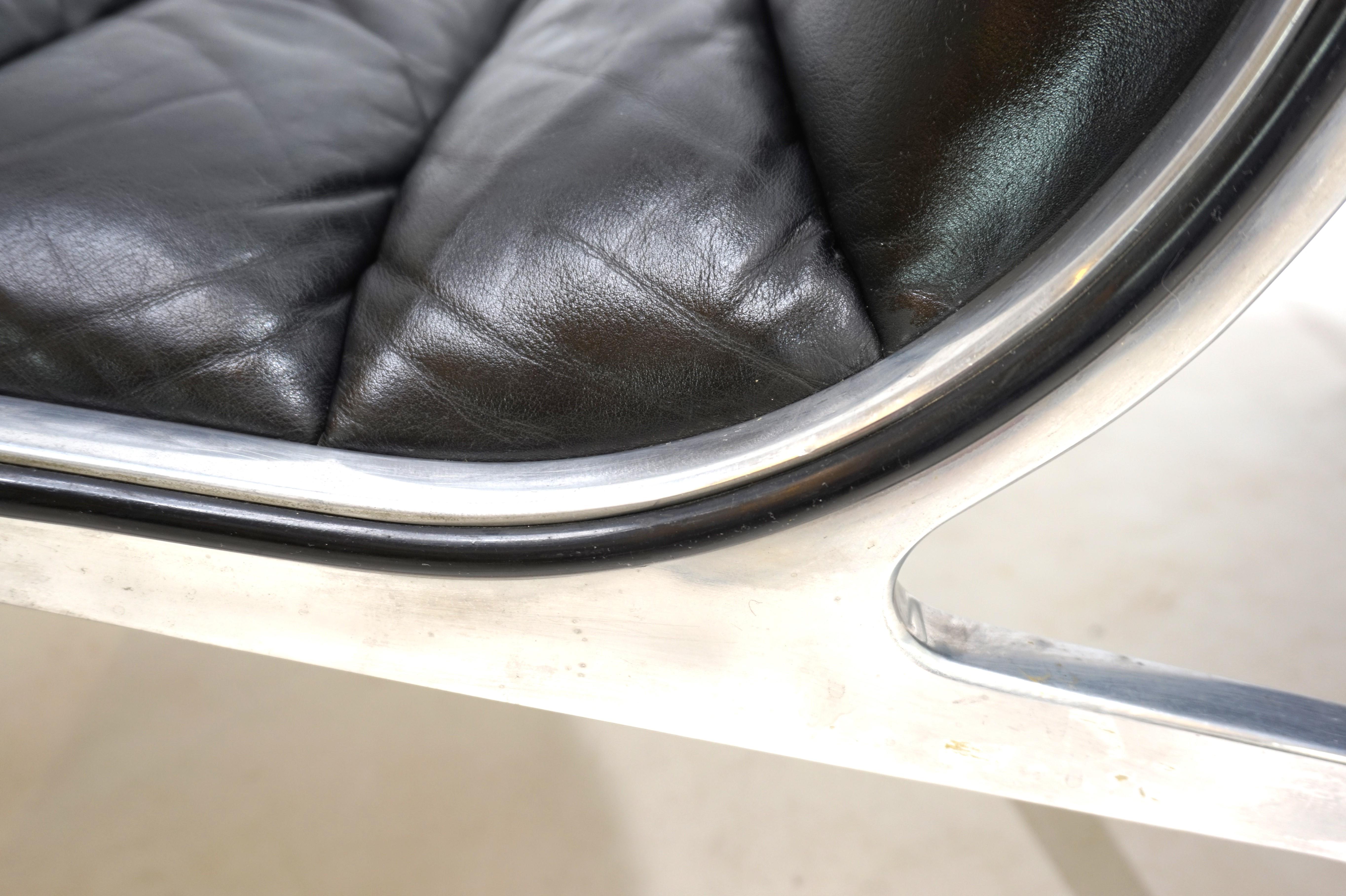 Leather and metal lounge chair, 1970 10