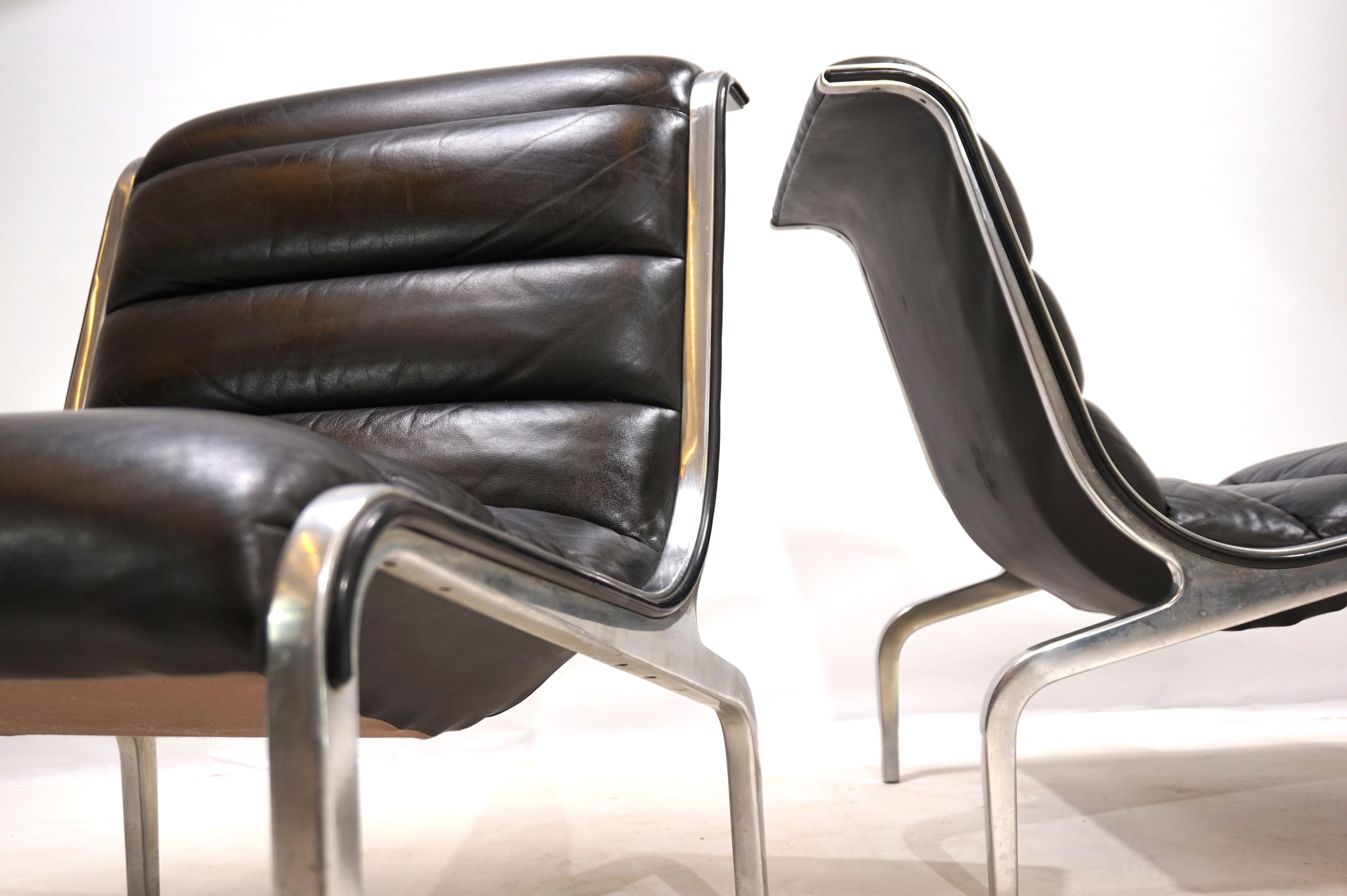 Leather and metal lounge chair, 1970 1