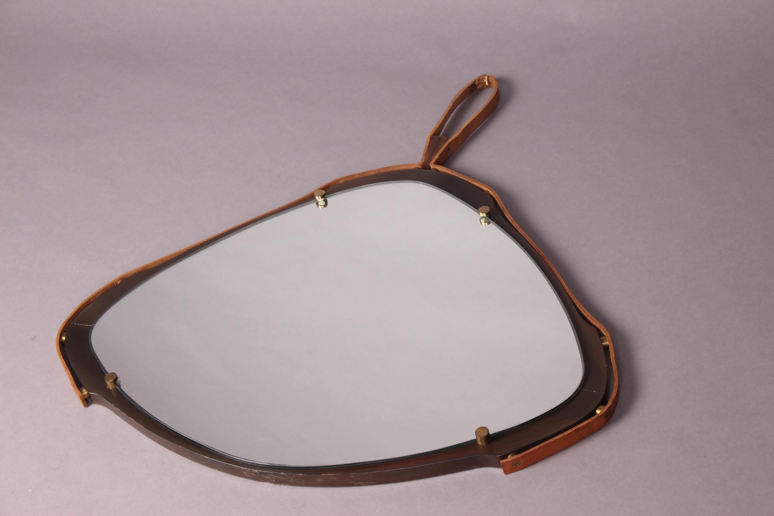 European Leather and Metal Mirror