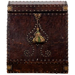 Leather and Nail Head Decorated Letter Box from Spain