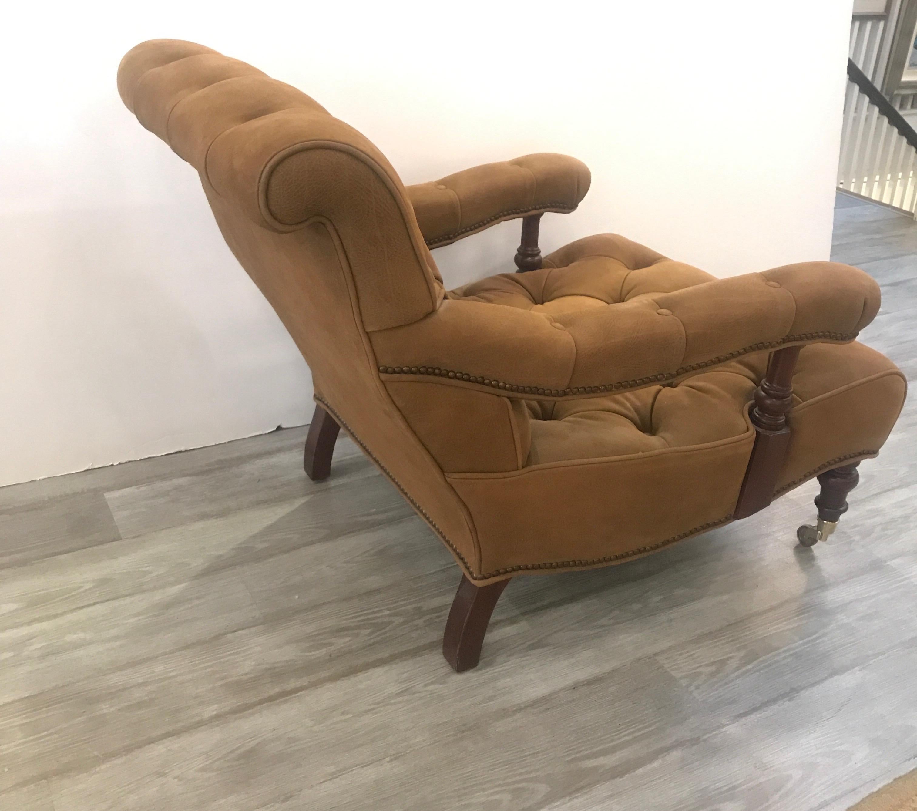 Leather and Nail Head Trim Lounge Chair 4