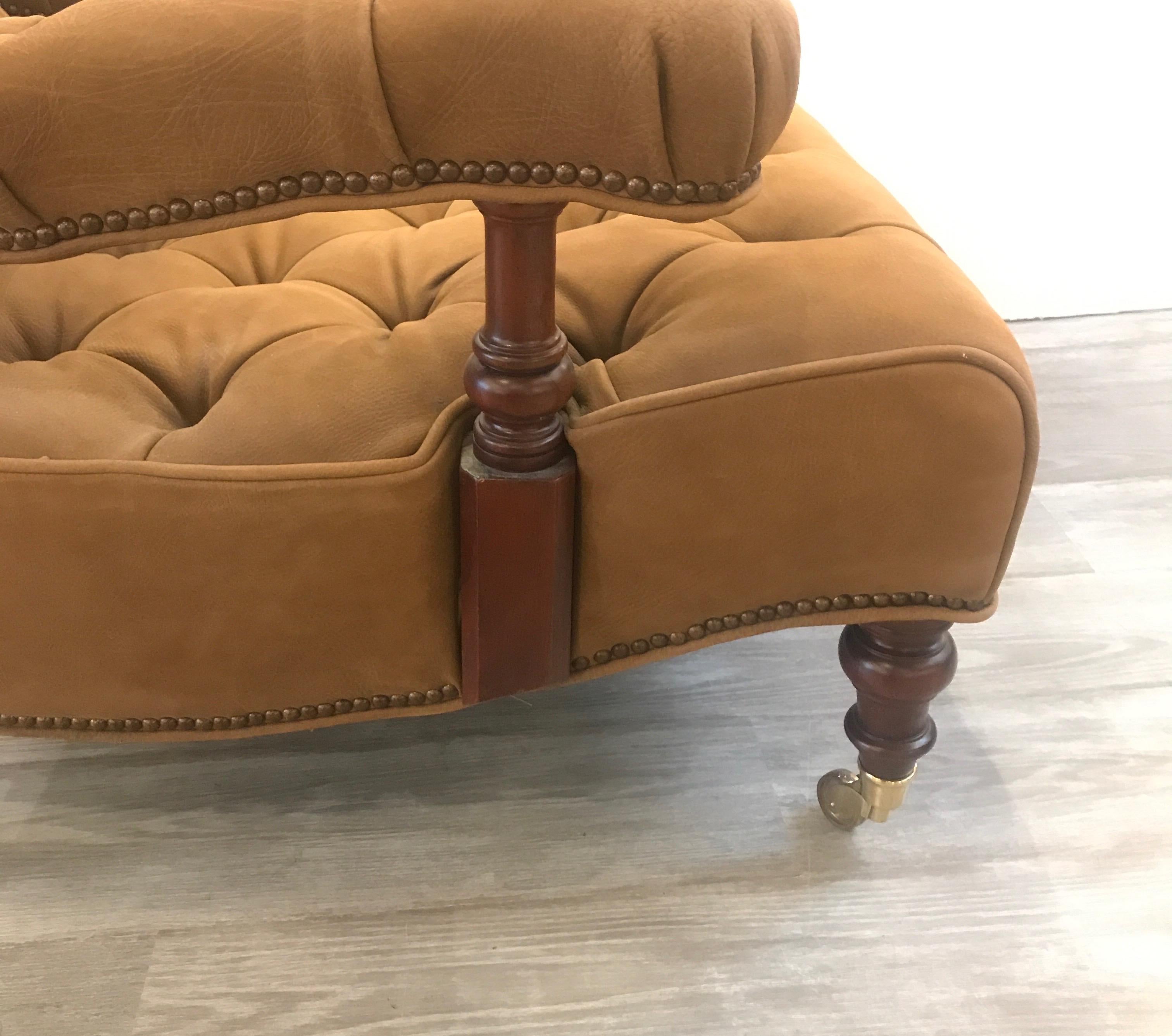 American Leather and Nail Head Trim Lounge Chair