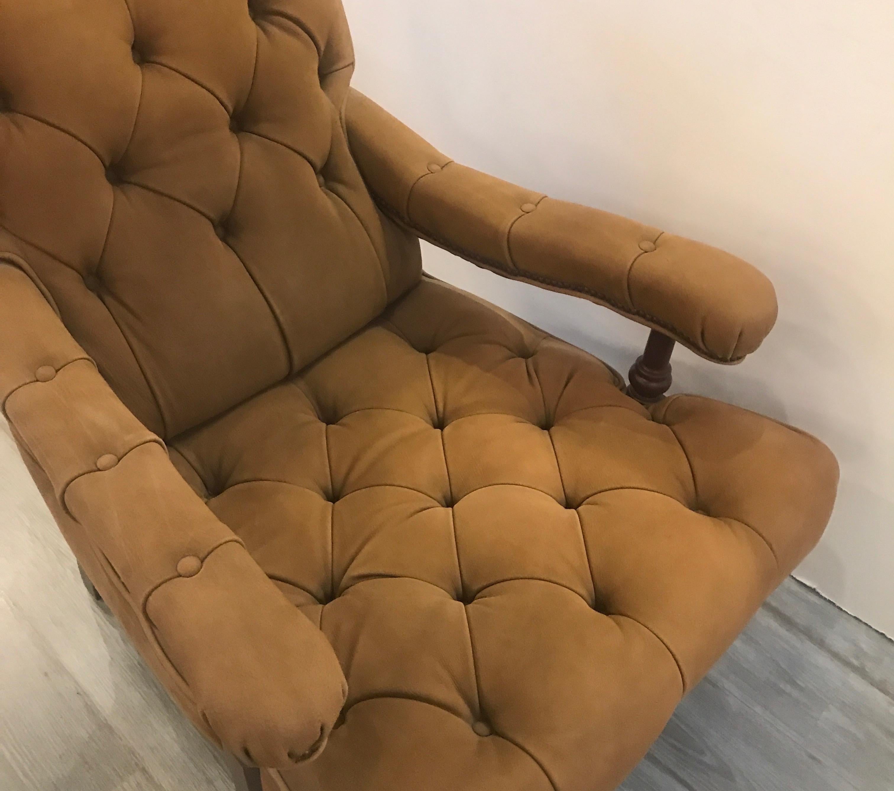 20th Century Leather and Nail Head Trim Lounge Chair