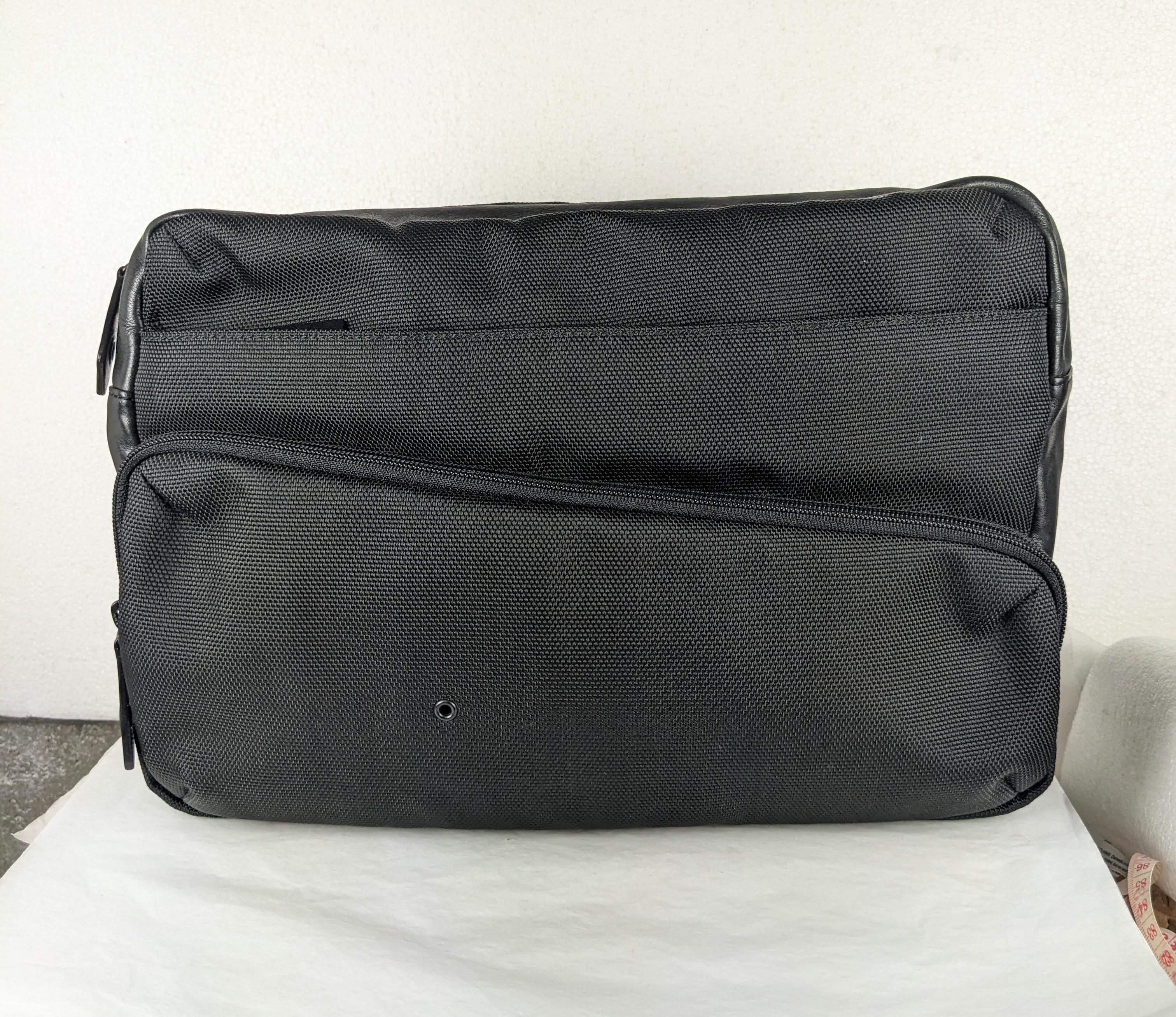 Black Leather and Nylon Messenger Crossbody, RO by Studio RMD For Sale