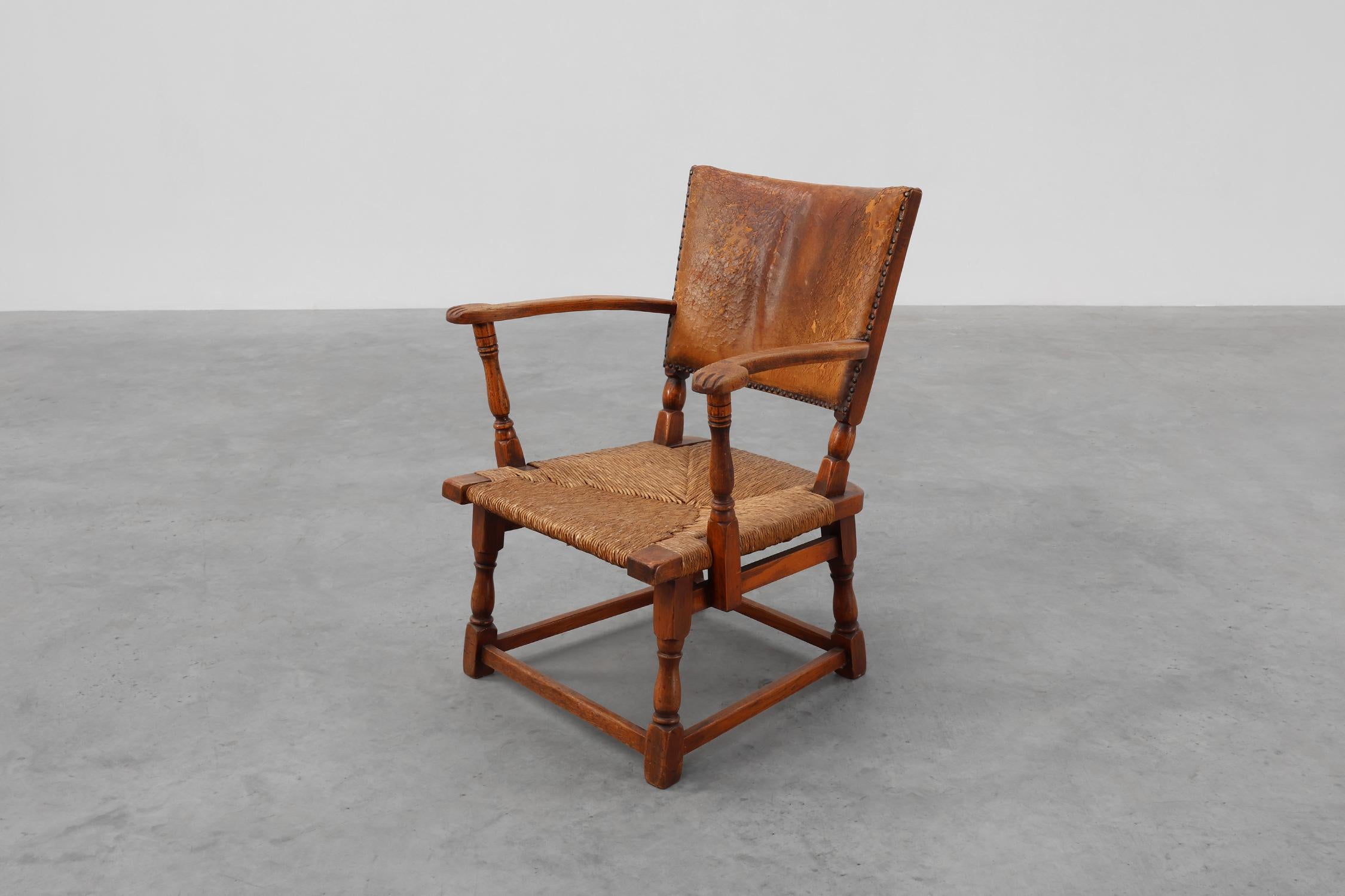 Sessel aus Leder und Eiche von Theo Ruth für Artifort, Niederlande 1940er Jahre im Angebot 4
