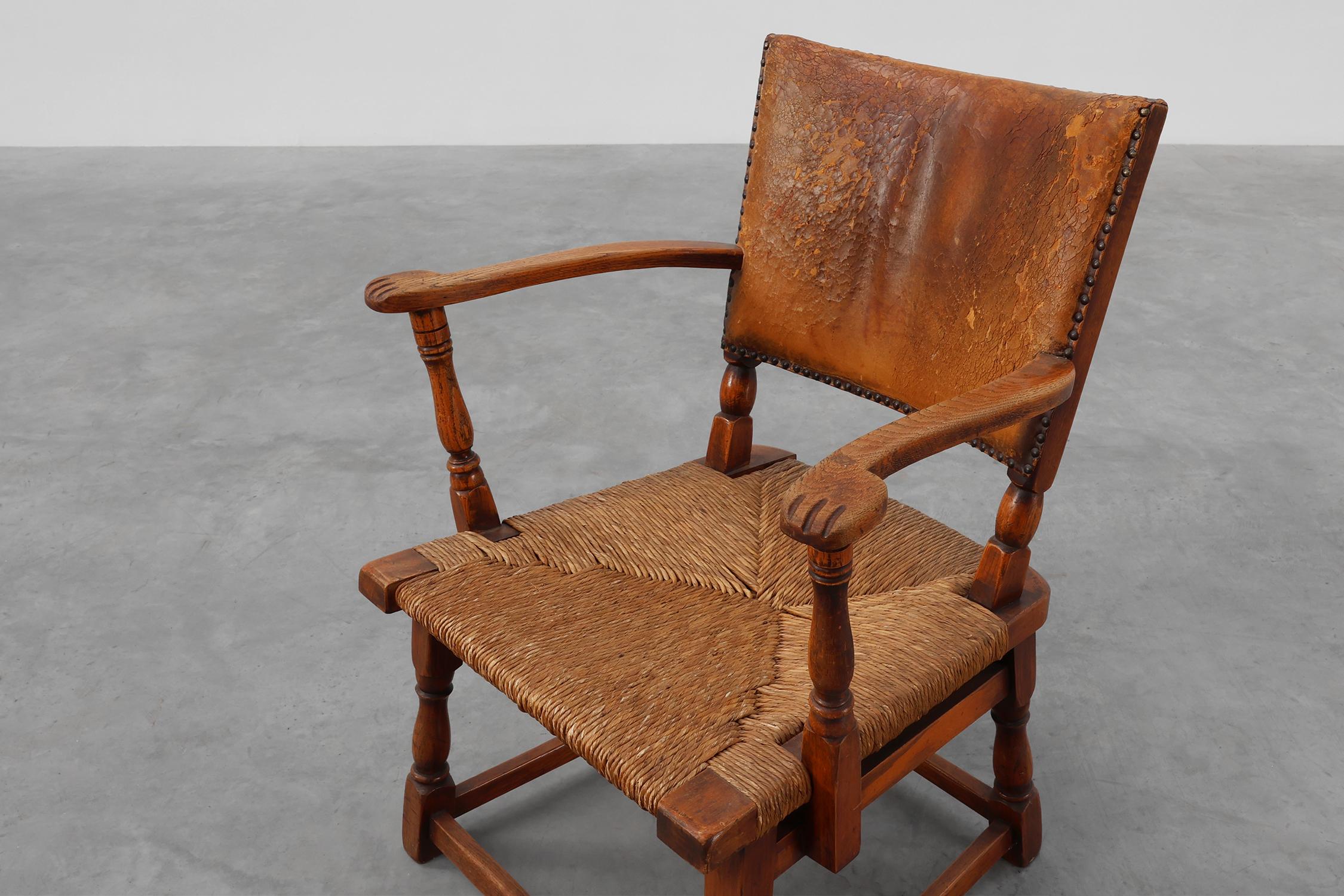Sessel aus Leder und Eiche von Theo Ruth für Artifort, Niederlande 1940er Jahre im Angebot 5