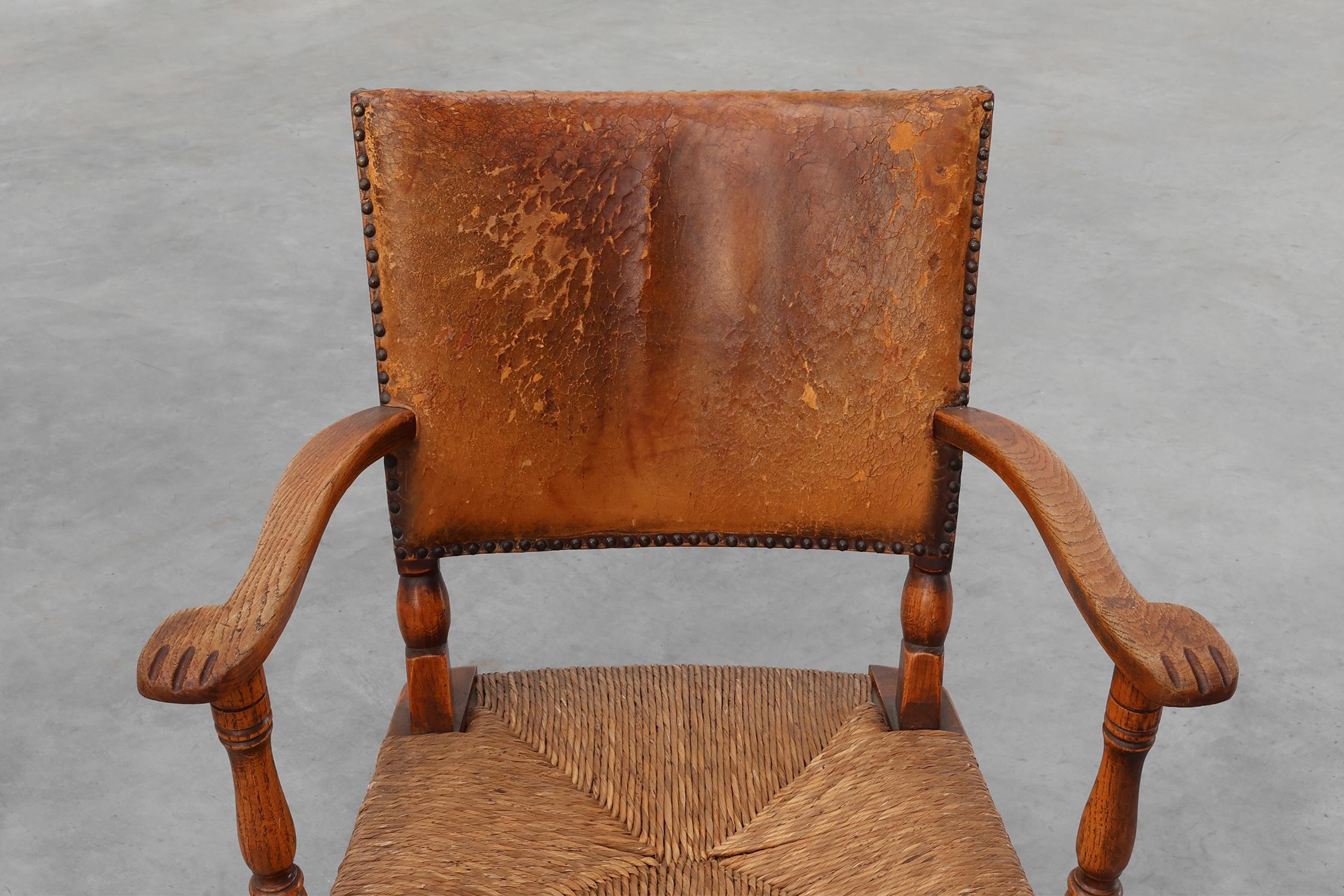 Sessel aus Leder und Eiche von Theo Ruth für Artifort, Niederlande 1940er Jahre im Angebot 9
