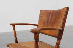 Leather and oak Armchair by Theo Ruth for Artifort, The Netherlands 1940s