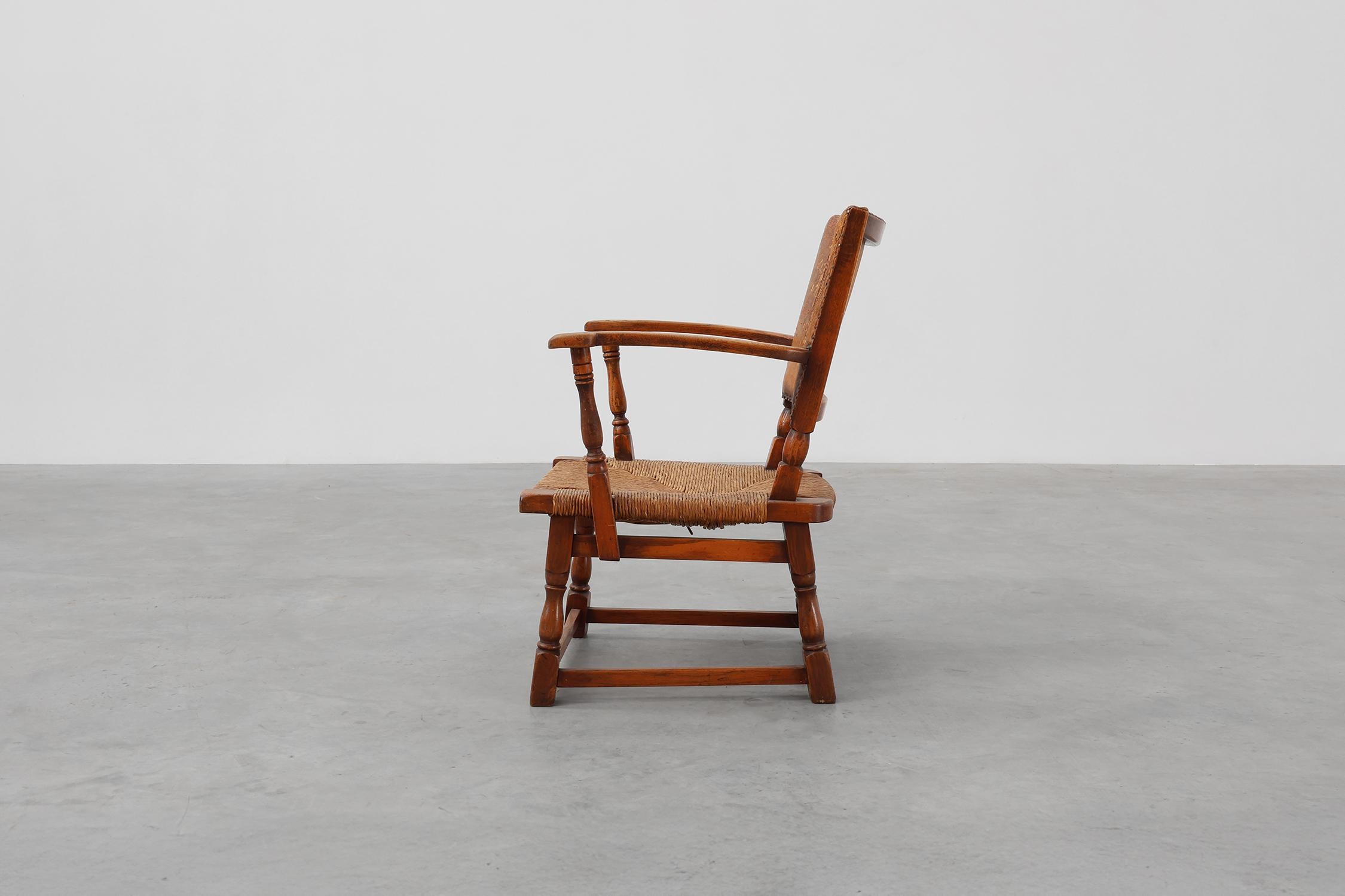 Sessel aus Leder und Eiche von Theo Ruth für Artifort, Niederlande 1940er Jahre (Niederländisch) im Angebot