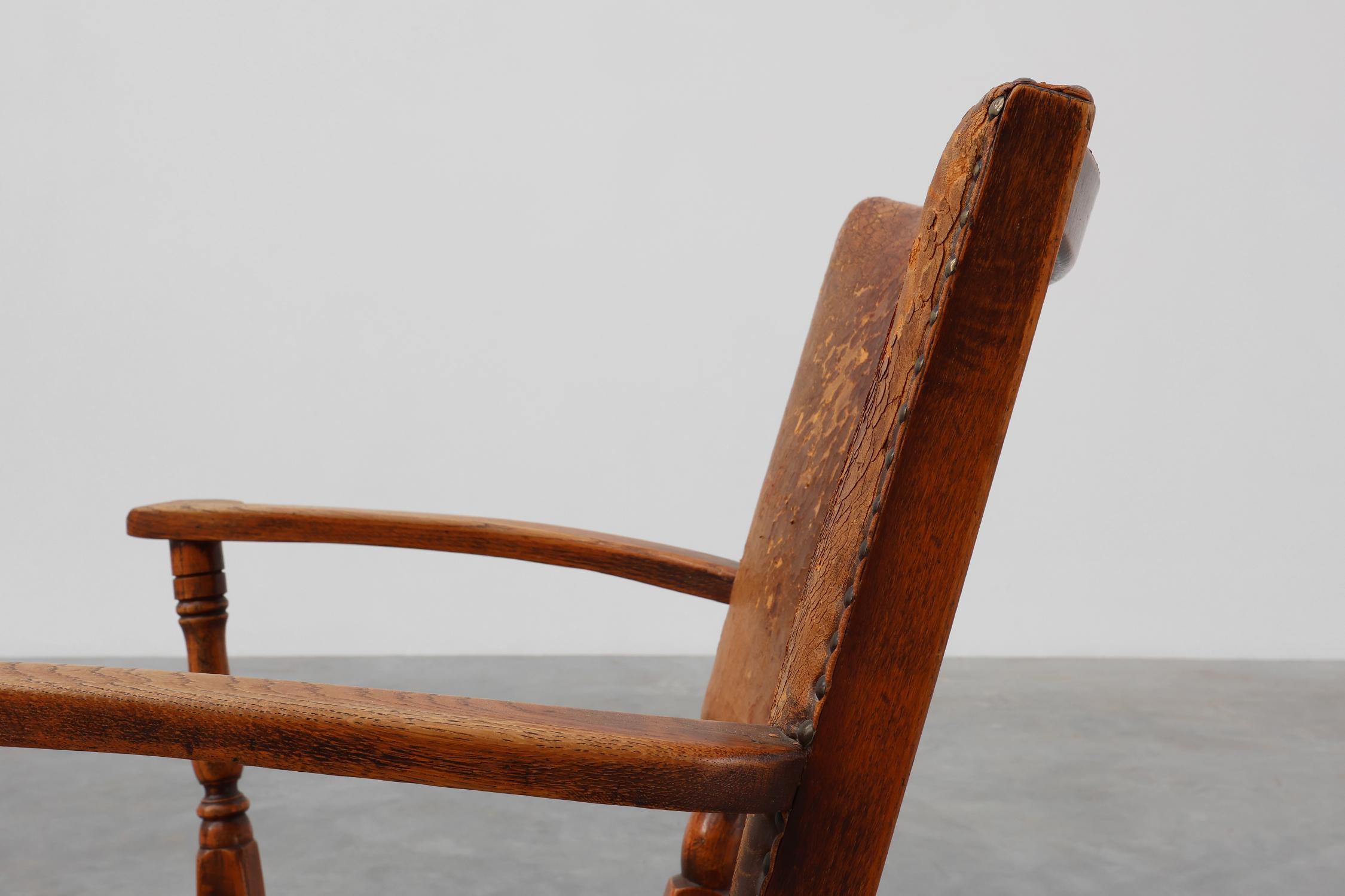 Sessel aus Leder und Eiche von Theo Ruth für Artifort, Niederlande 1940er Jahre im Zustand „Gut“ im Angebot in Meulebeke, BE
