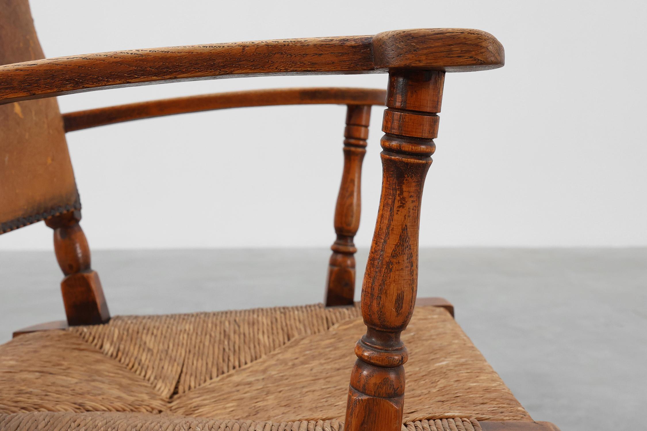 Sessel aus Leder und Eiche von Theo Ruth für Artifort, Niederlande 1940er Jahre (Mitte des 20. Jahrhunderts) im Angebot