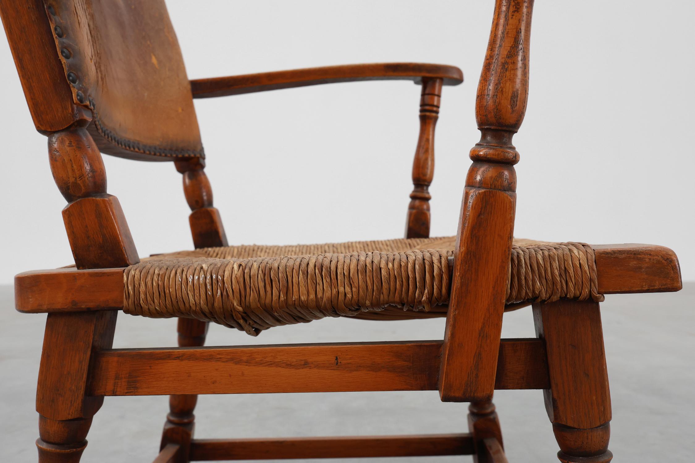 Sessel aus Leder und Eiche von Theo Ruth für Artifort, Niederlande 1940er Jahre im Angebot 1