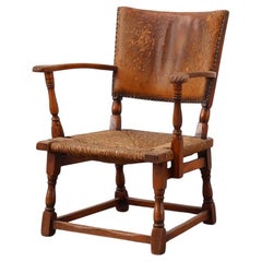 Leather and oak Armchair by Theo Ruth for Artifort, The Netherlands 1940s