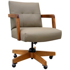 Leather and Oak Executive Office Chair by Gordon Manufacturing Co.