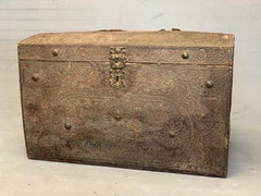 Leather and Oak Trunk with Studs of Spanish Origin from 1720