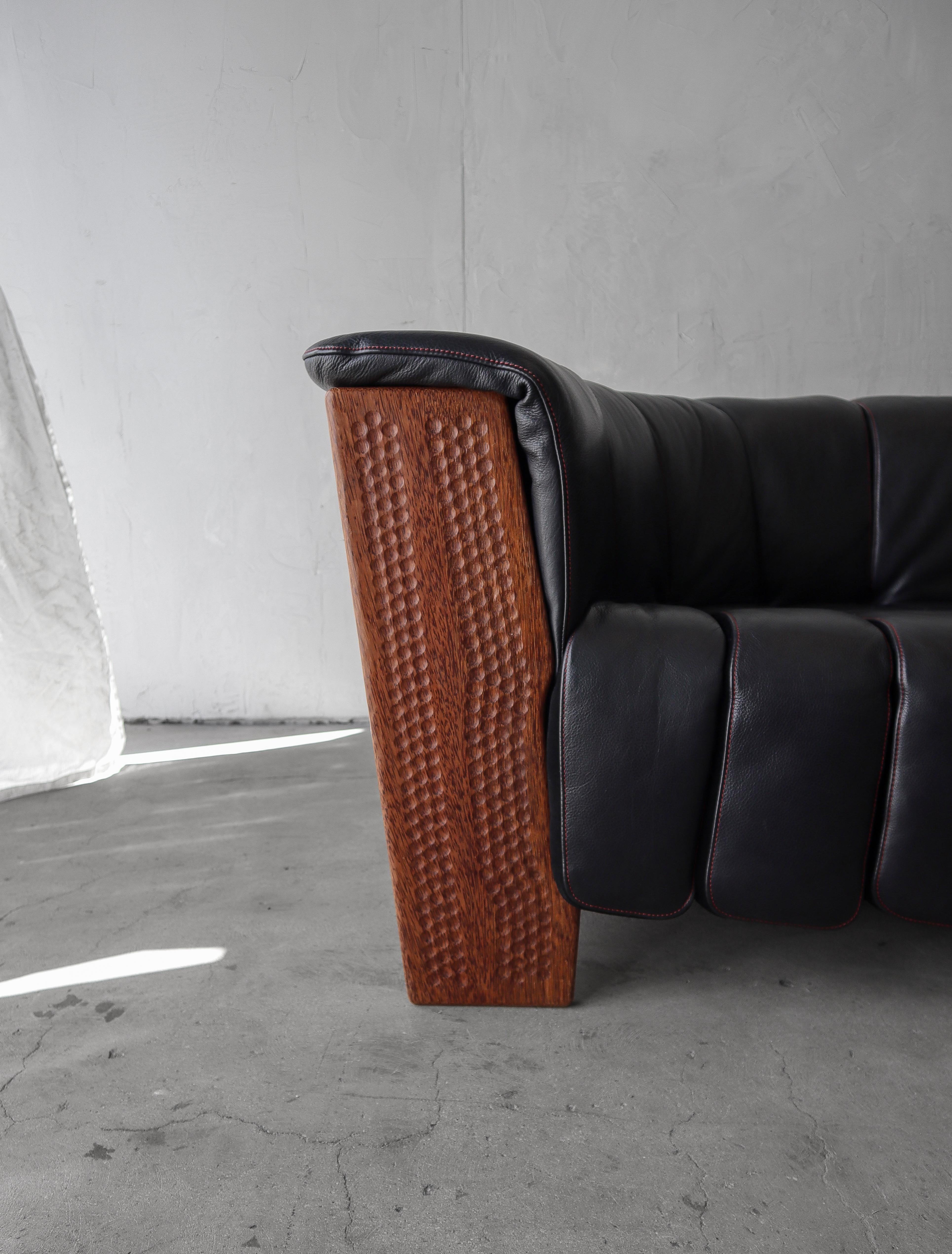 20th Century Leather and Palmwood Dreamtime Sofa by Pacific Green