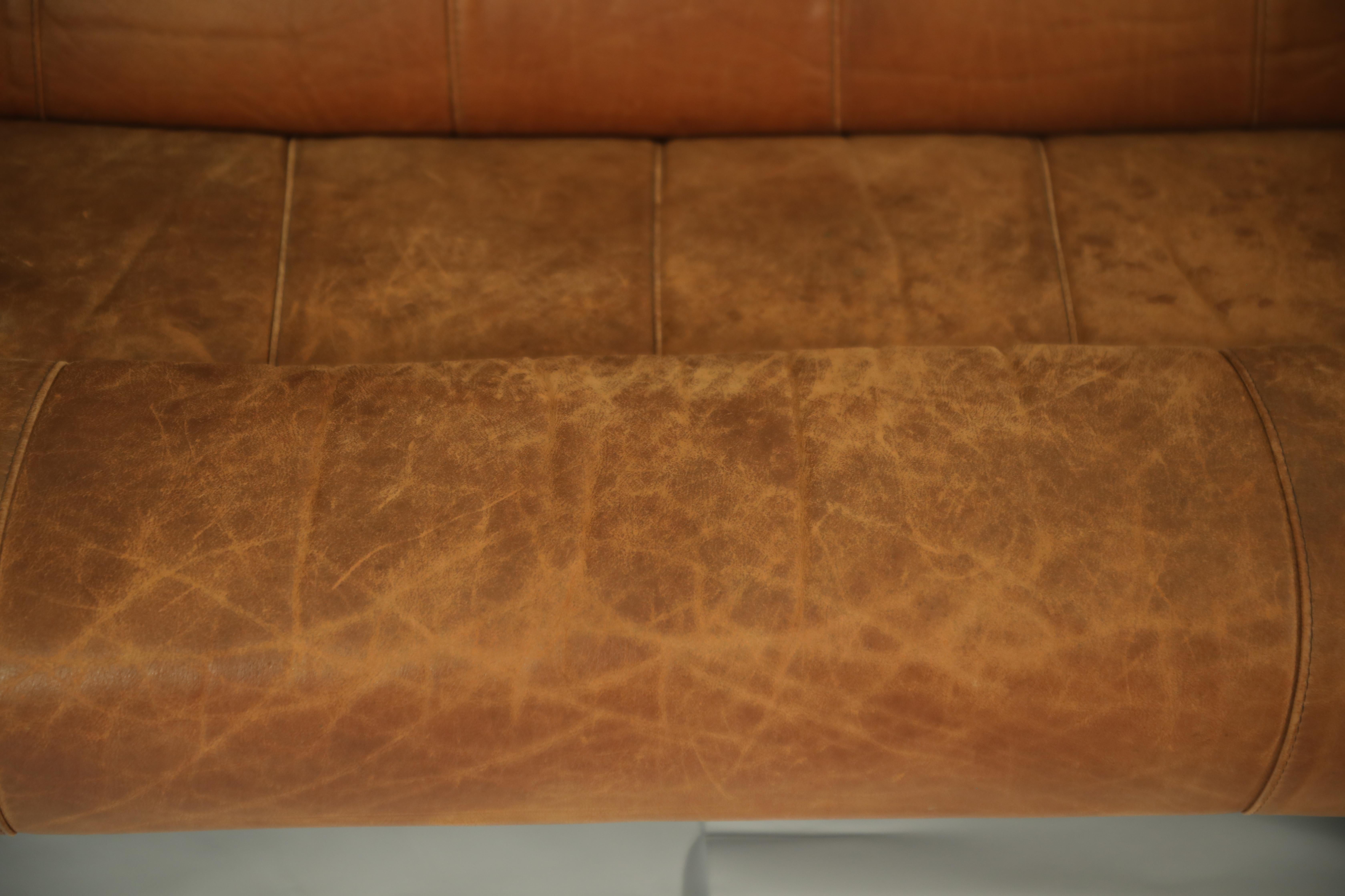 Leather and Palmwood Sofa by Pacific Green, circa 1980 6