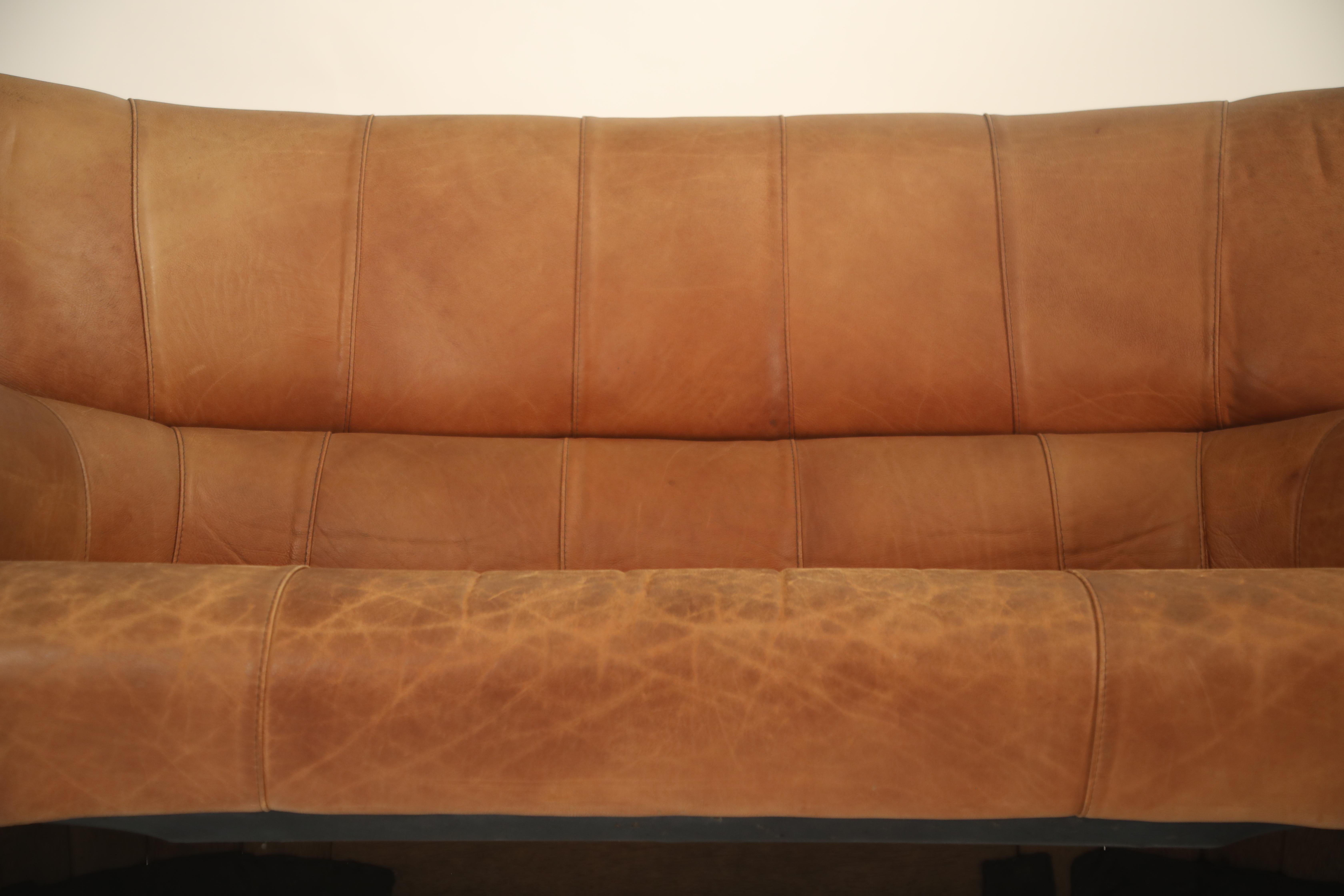 Leather and Palmwood Sofa by Pacific Green, circa 1980 7