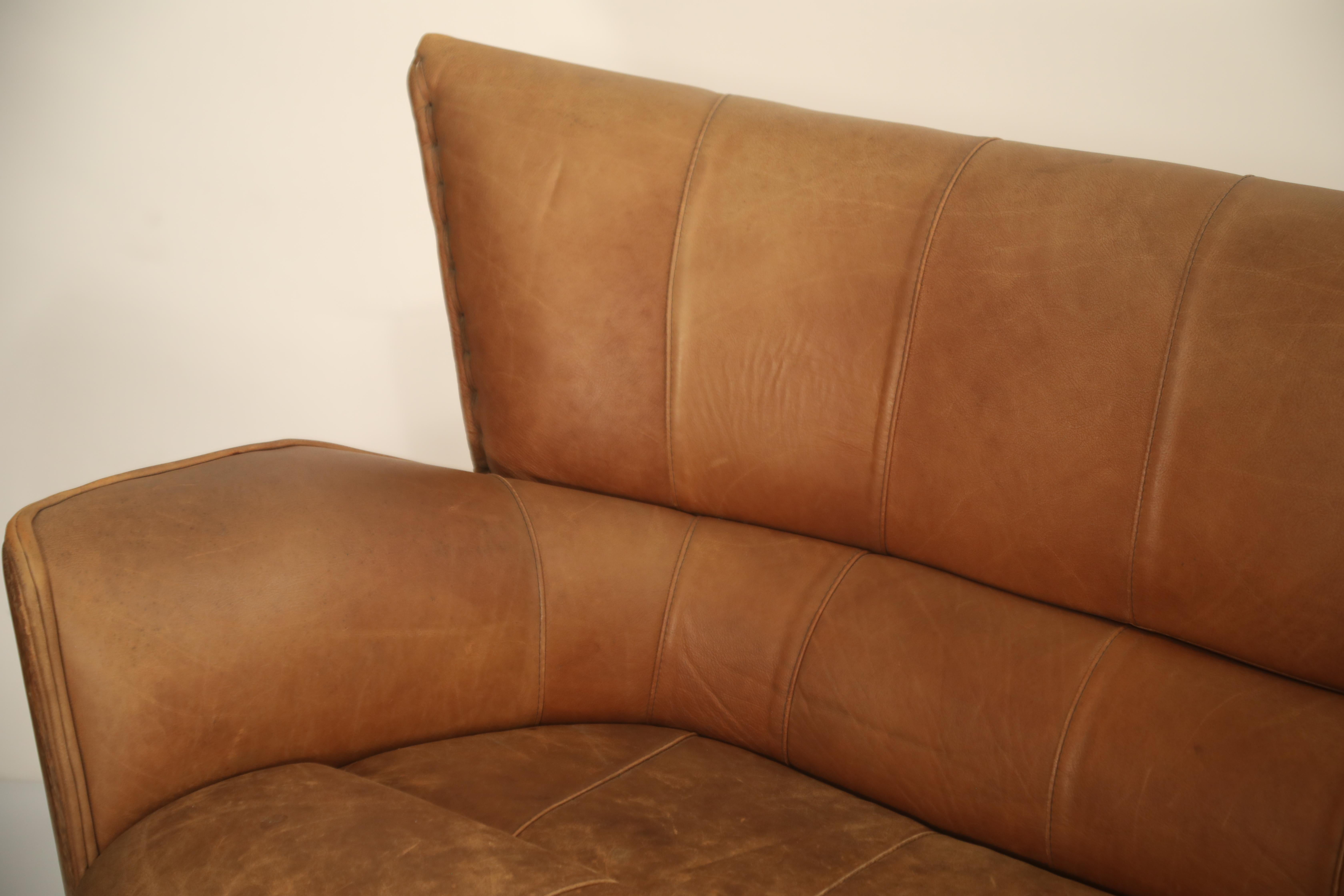 Australian Leather and Palmwood Sofa by Pacific Green, circa 1980