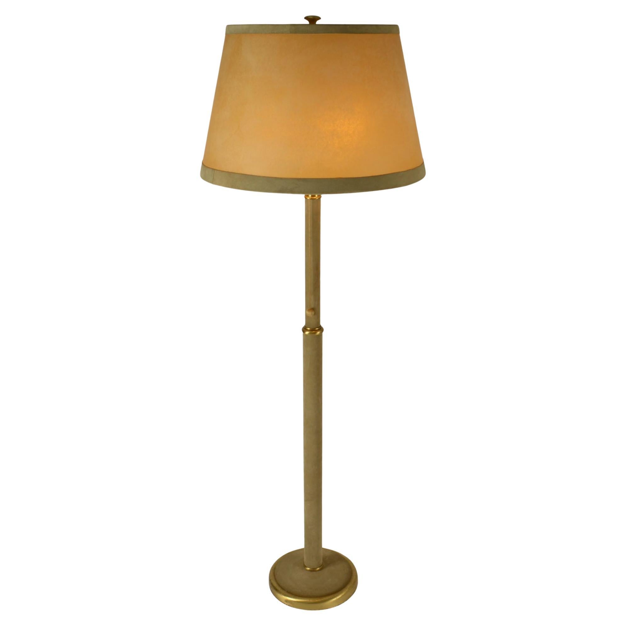 Lampada da terra in stile Mid-Century Modern, pelle e pergamena, Germania, 1960