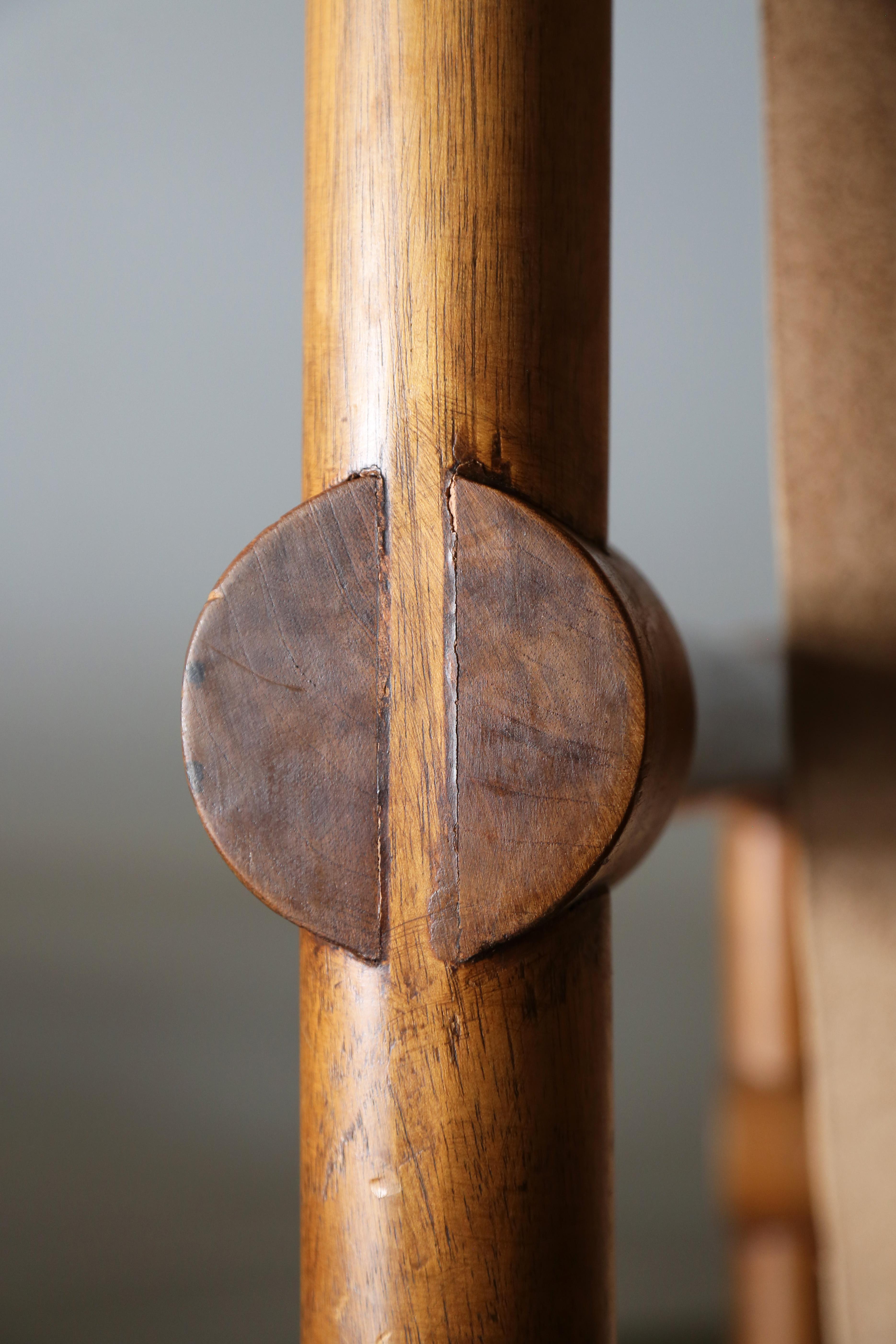 Leather and Exotic Hardwood Sling Chairs Mexican Modern after Sergio Rodrigues For Sale 1